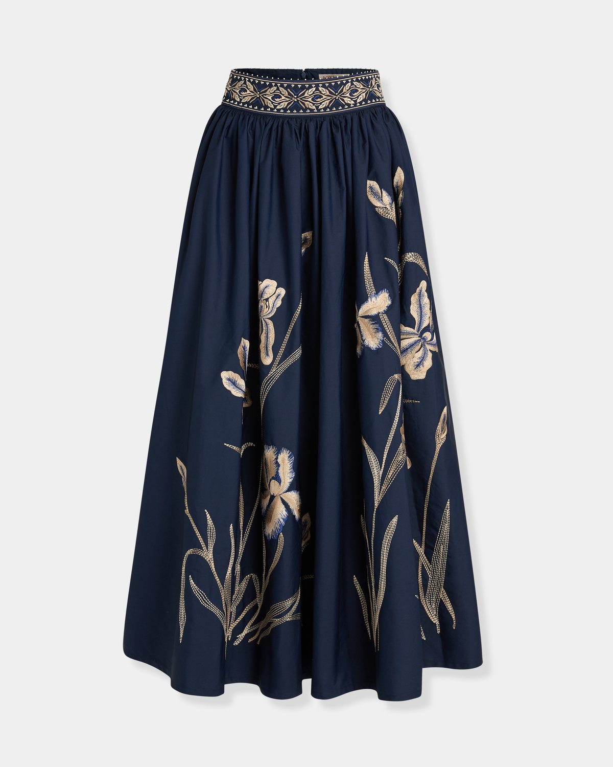 Ombretta Skirt with Iris Embroidery