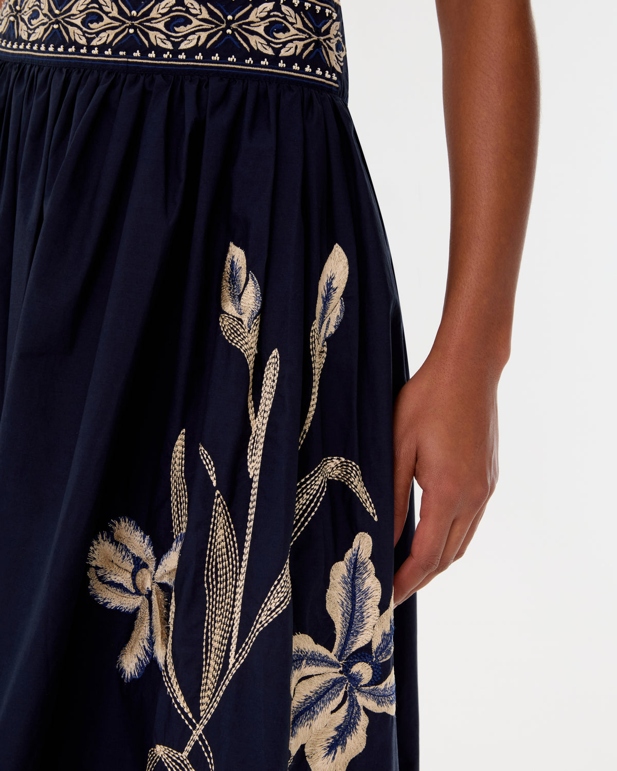 Ombretta Skirt with Iris Embroidery