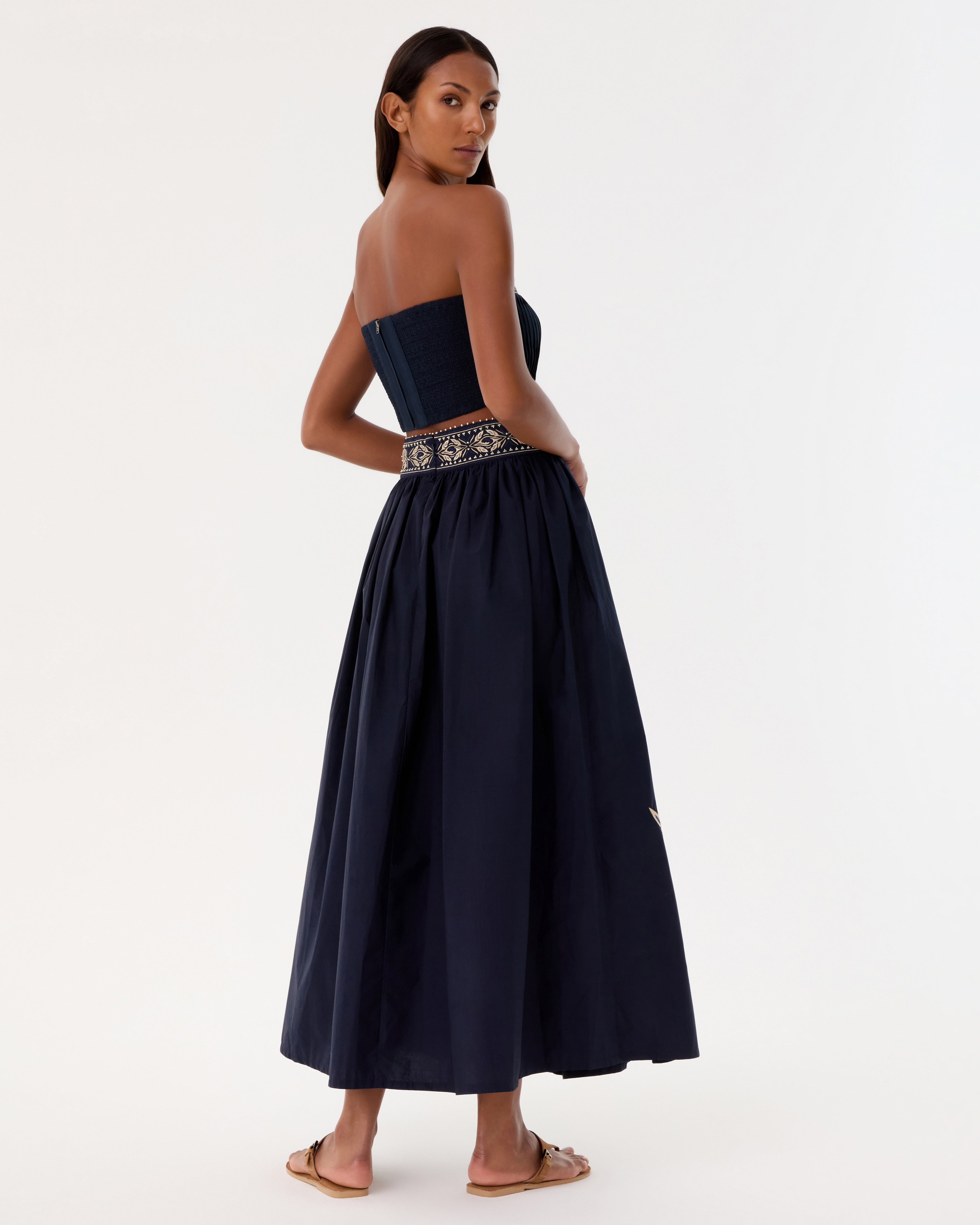Ombretta Skirt with Iris Embroidery