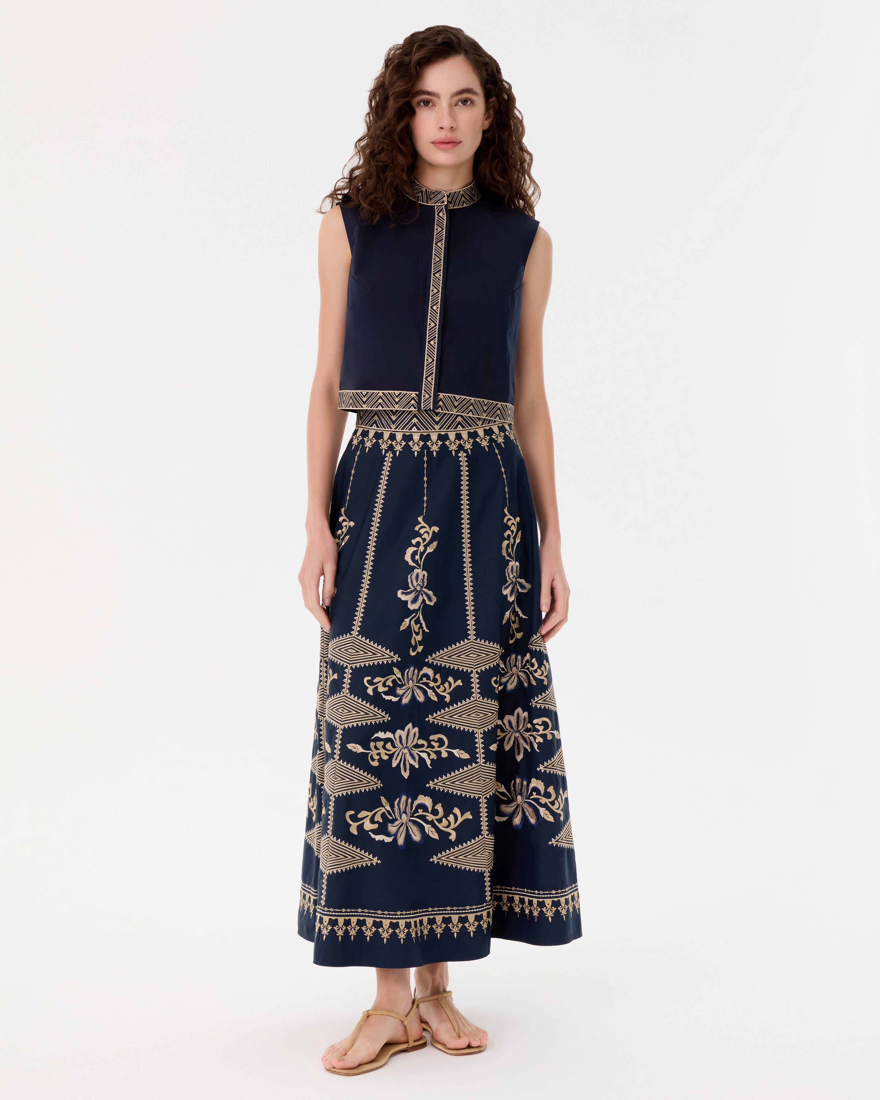 Andorra Top with Iris Embroidery