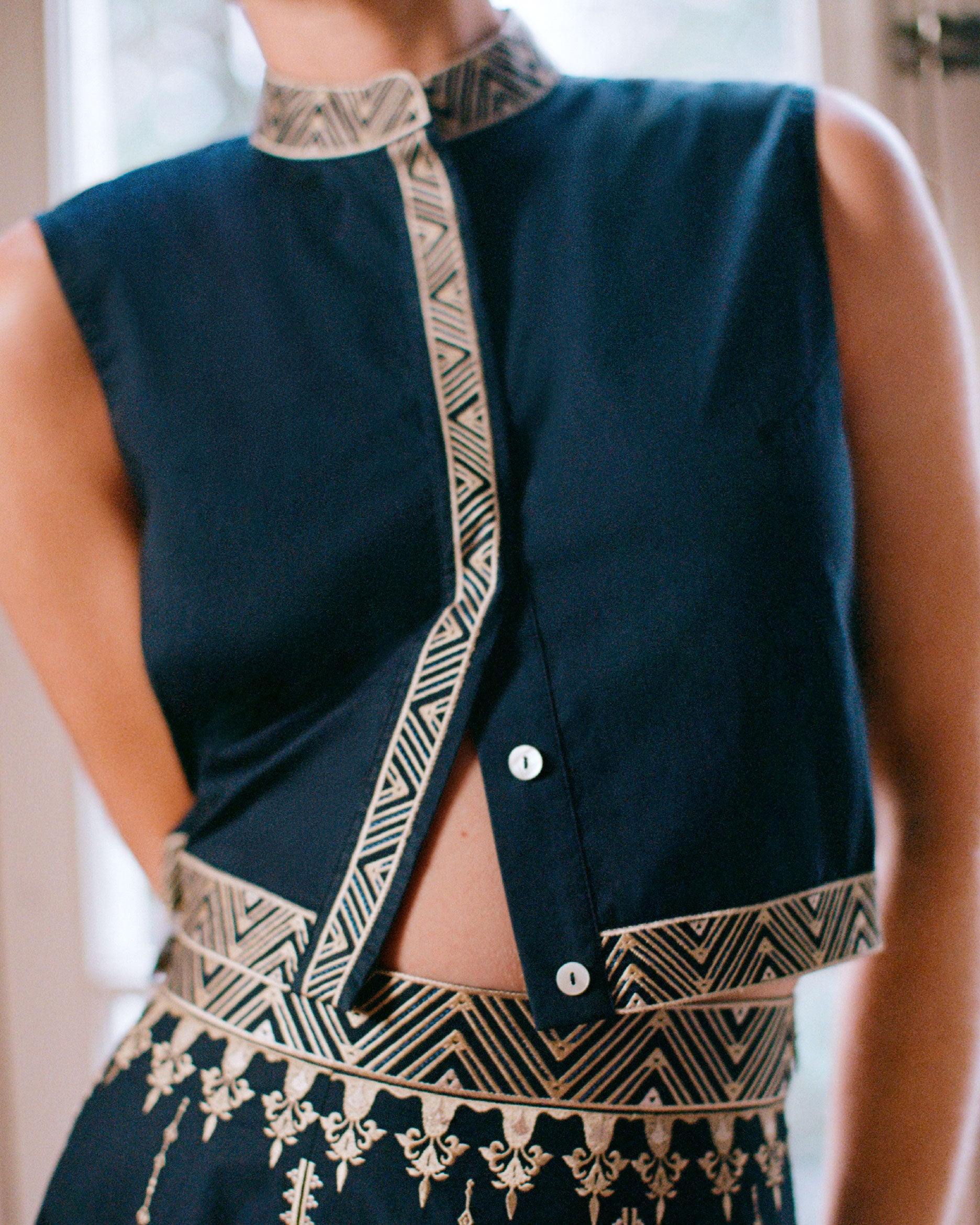 Andorra Top with Iris Embroidery