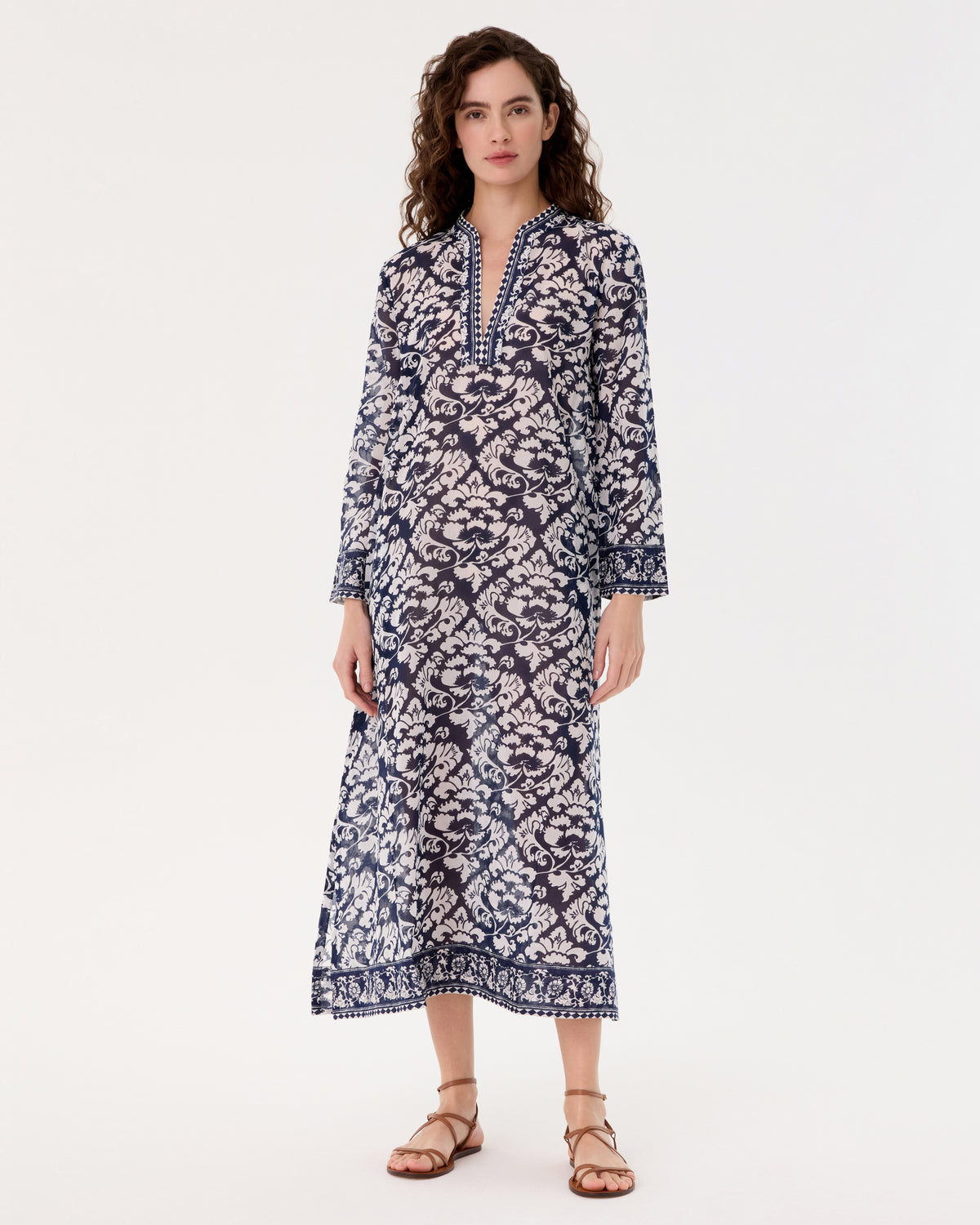 Giada Caftan in Lotus Flower Print