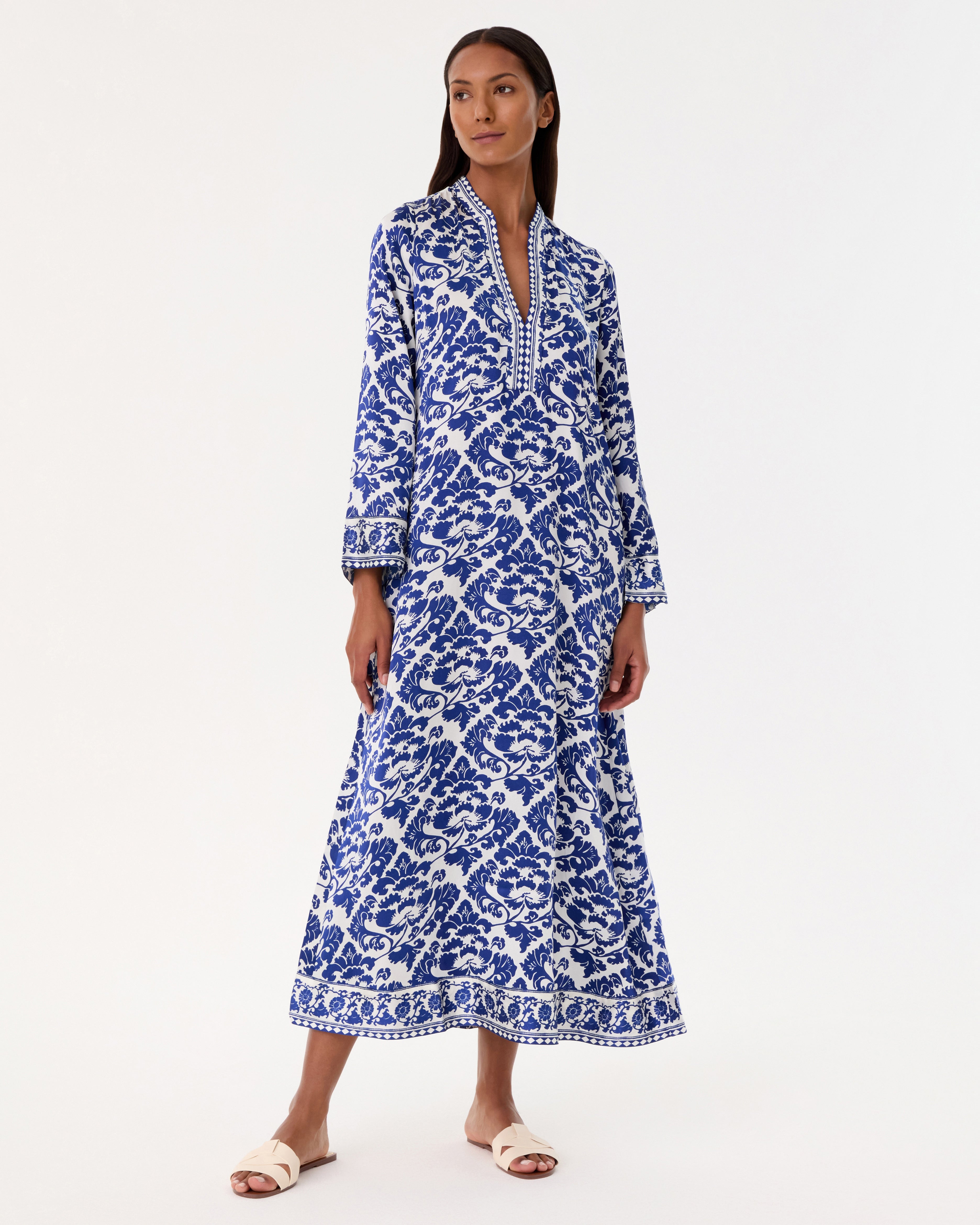 Jenna Caftan in Lotus Flower Print