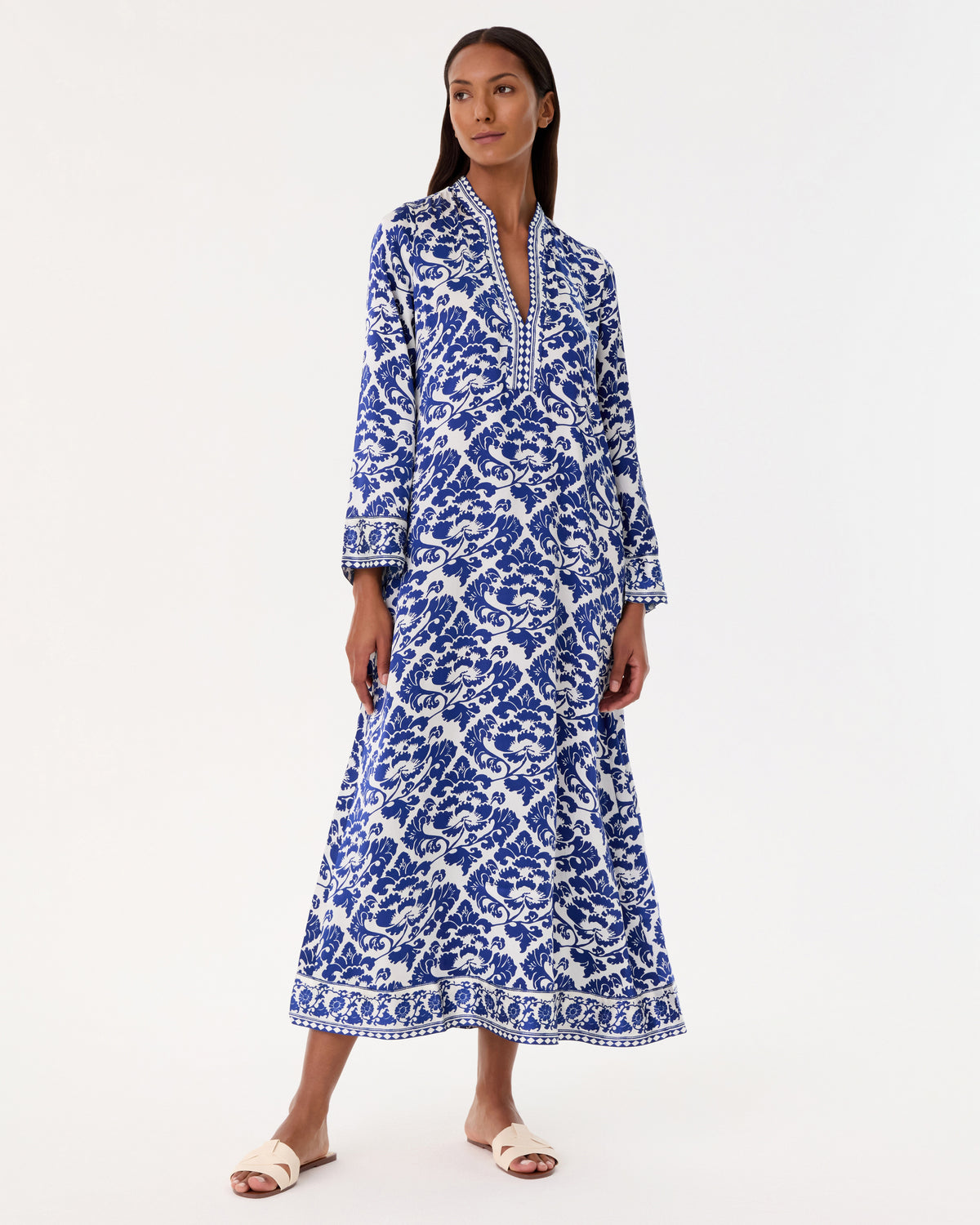 Jenna Caftan in Lotus Flower Print