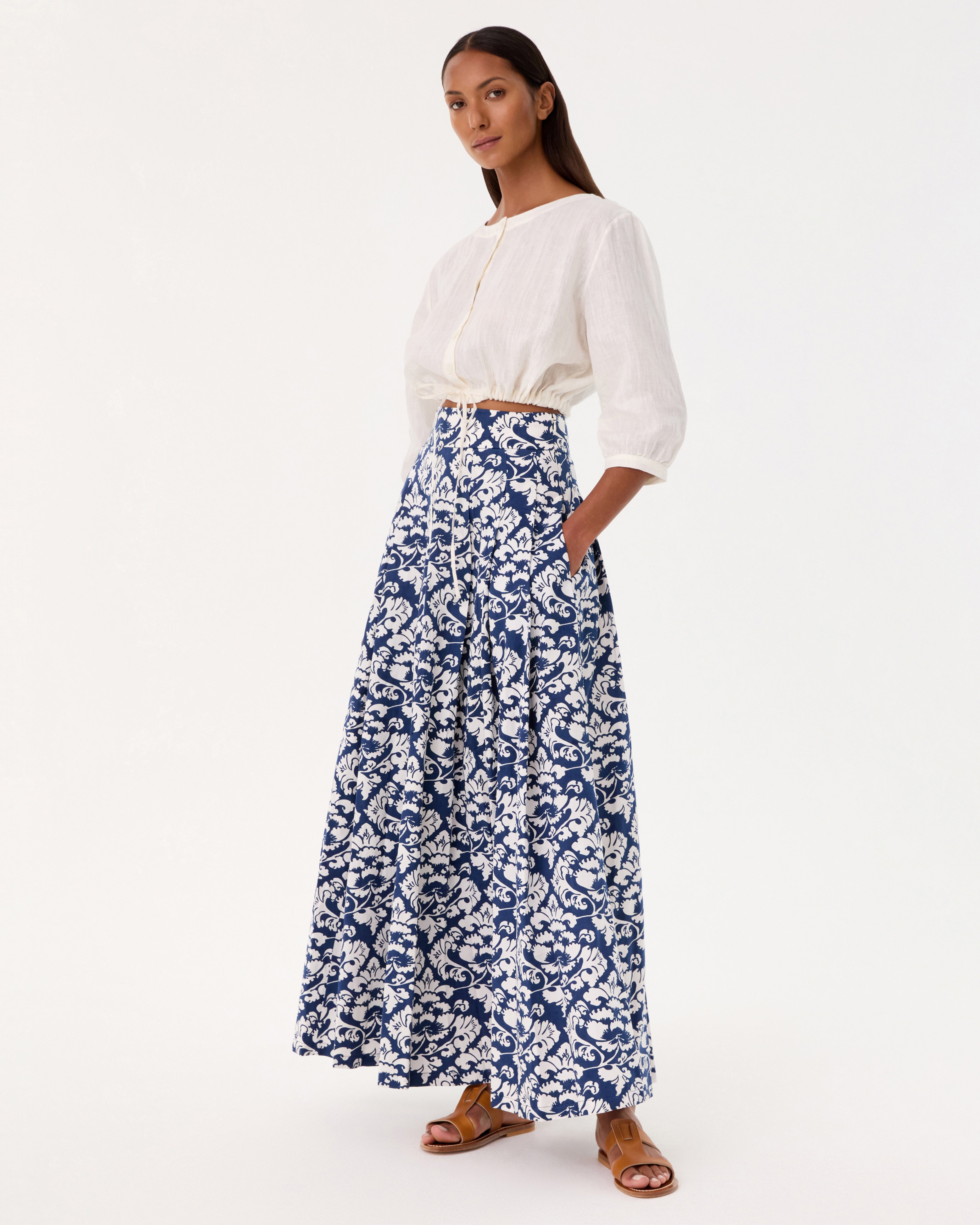 Flaminia Skirt in Lotus Flower Print