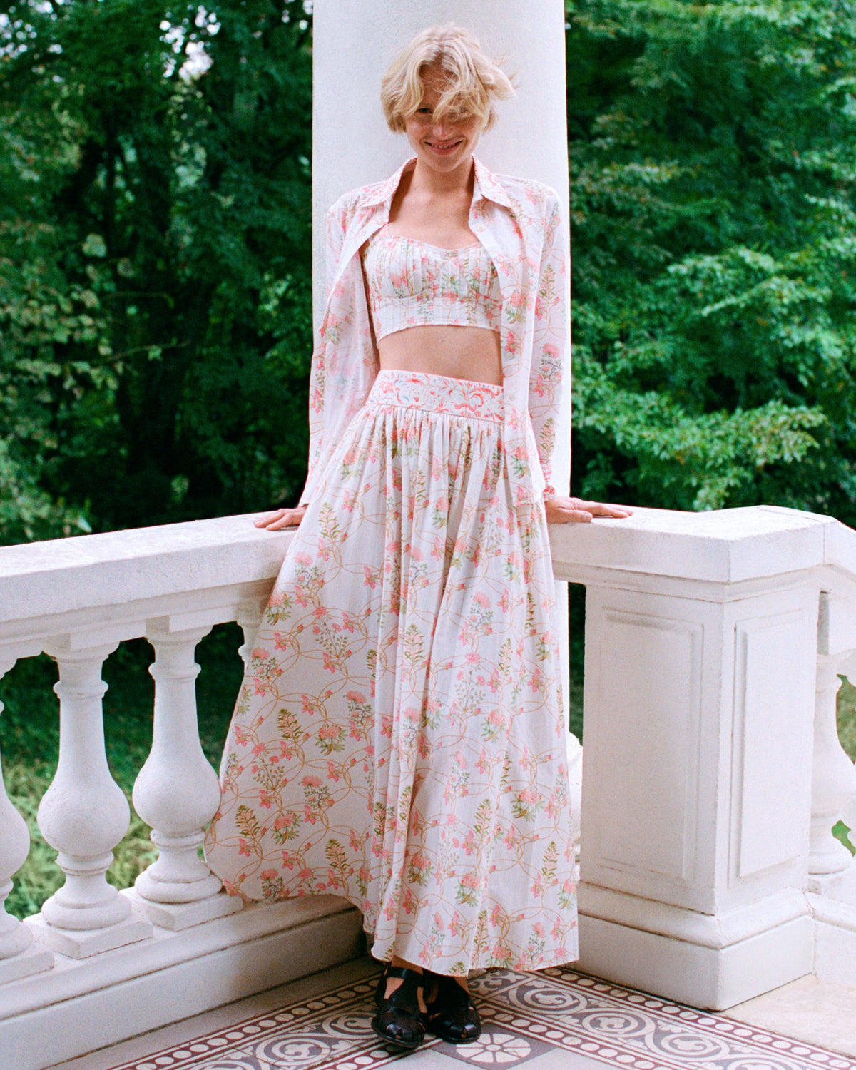 Dalia Top in Rose Garden Print