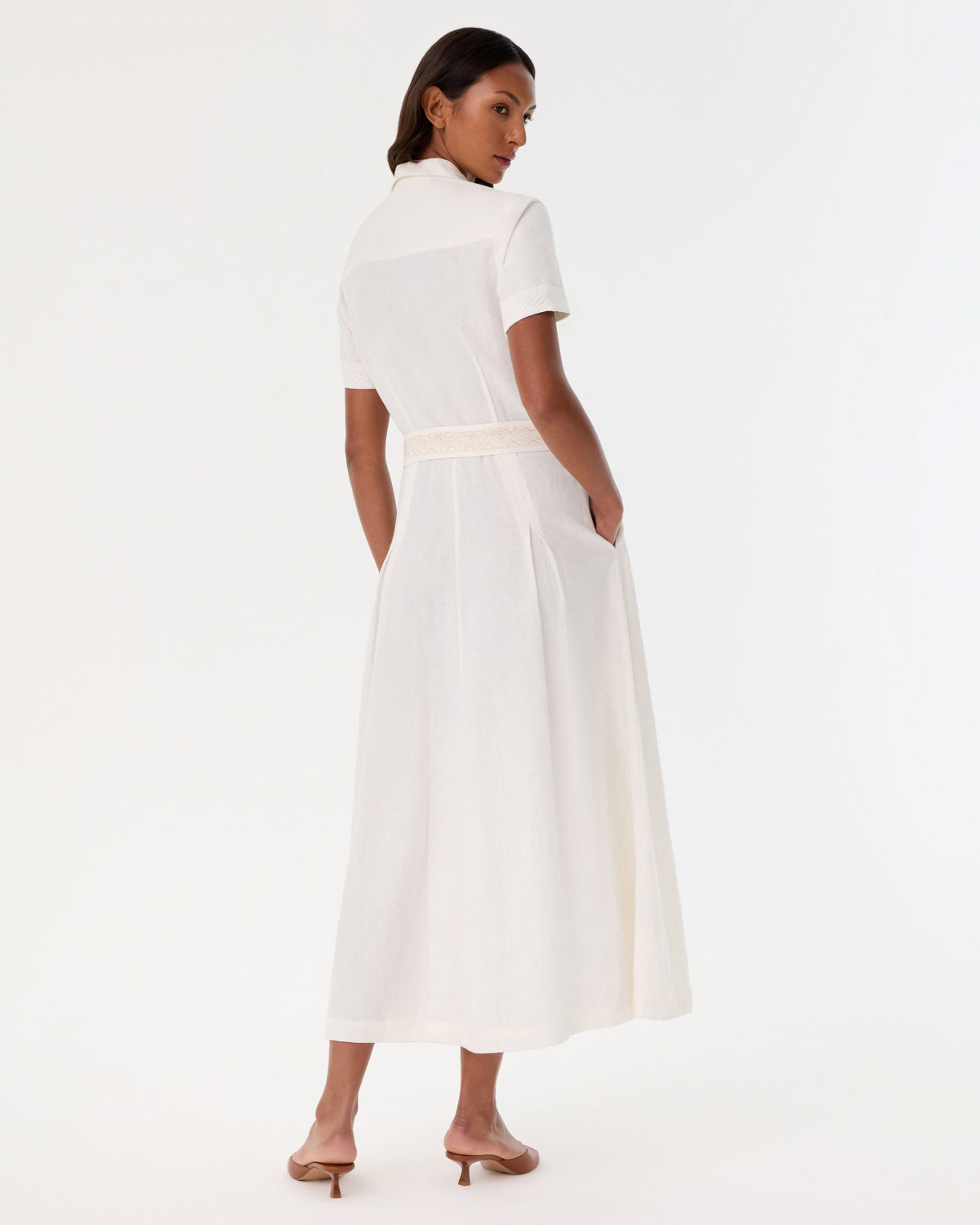Daria Dress with Sand Flowers Embroidery