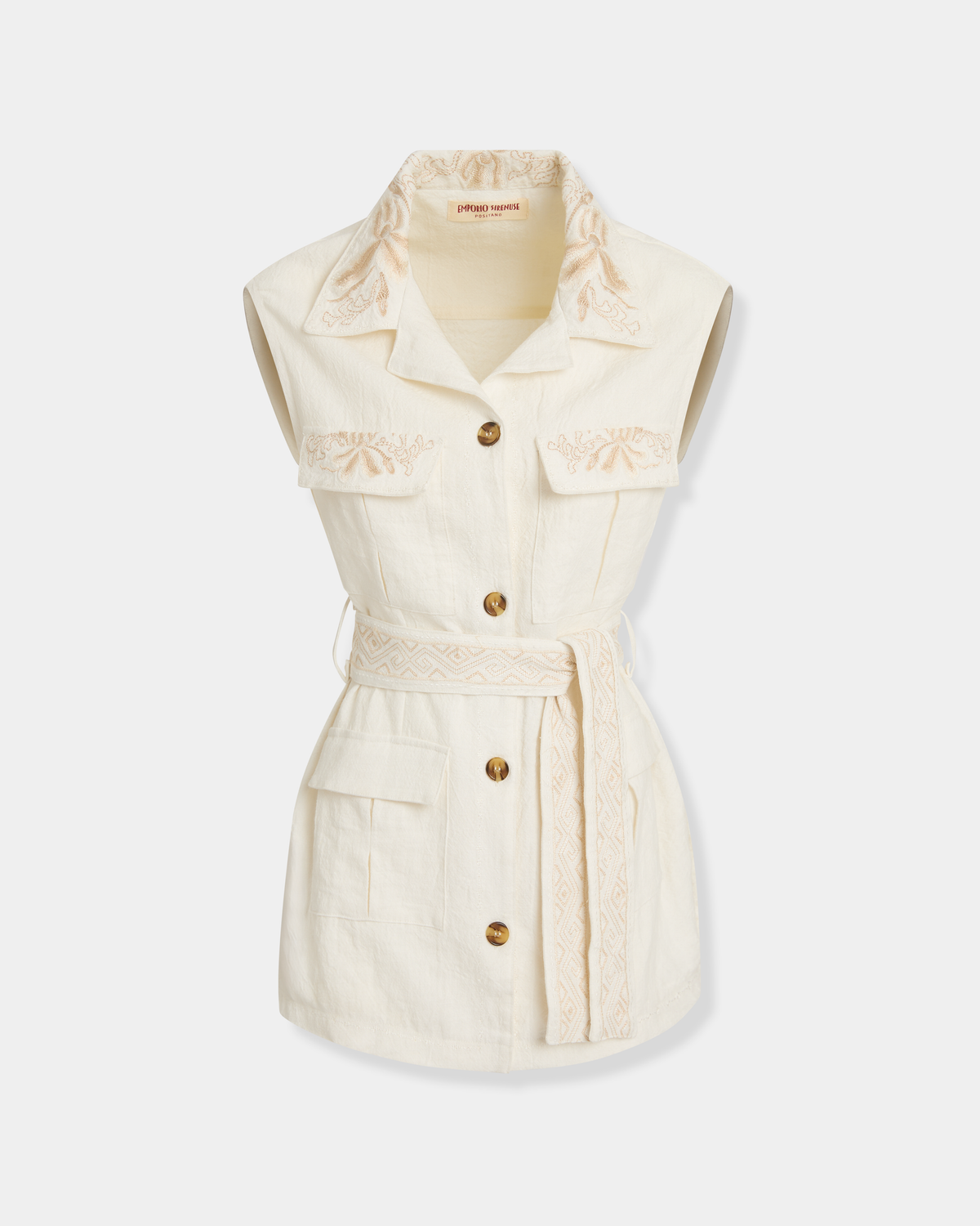 Dinda Vest with Sand Flowers Embroidery