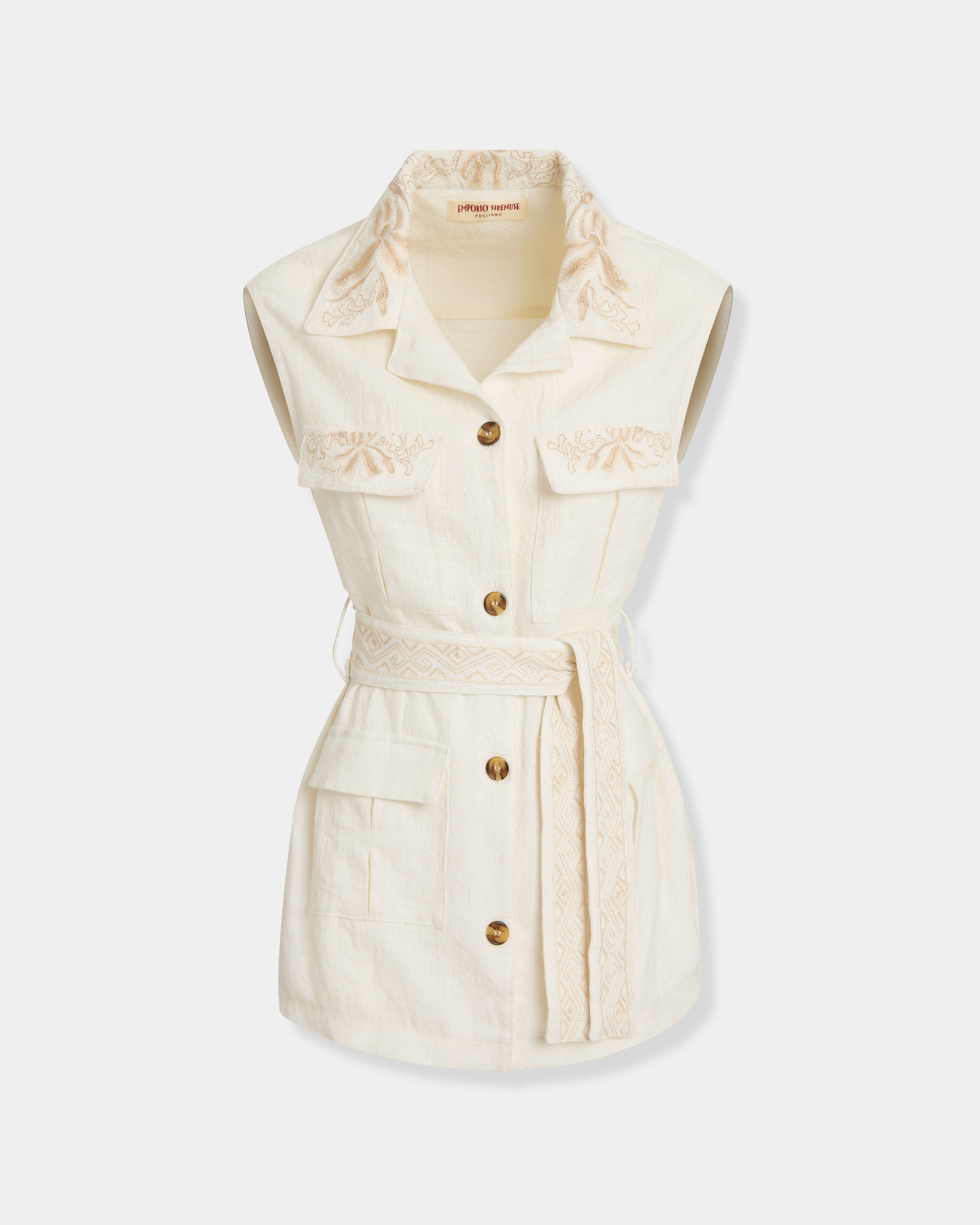 Dinda Vest with Sand Flowers Embroidery