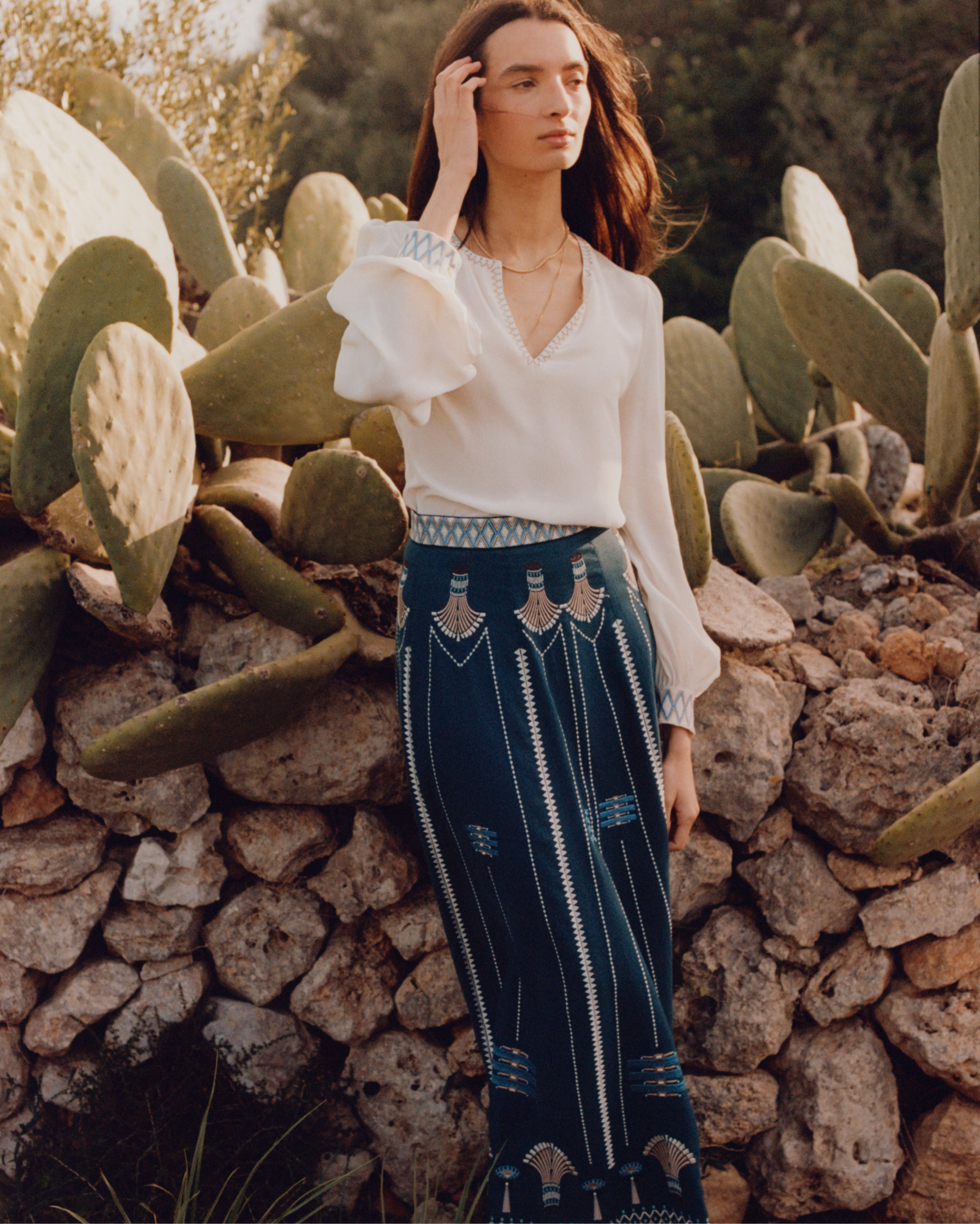 Camille Skirt with Ballerina Embroidery