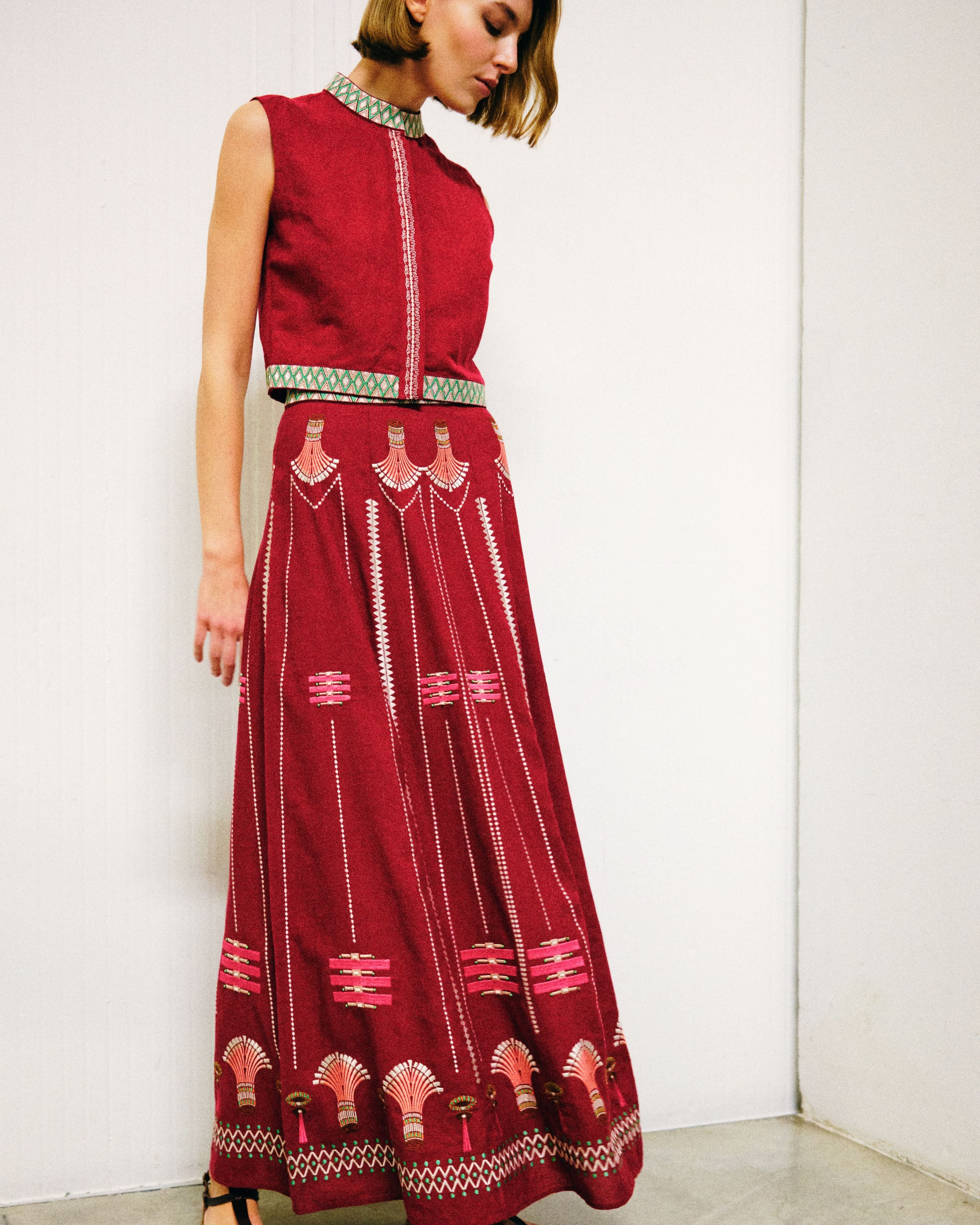 Camille Skirt with Ballerina Embroidery