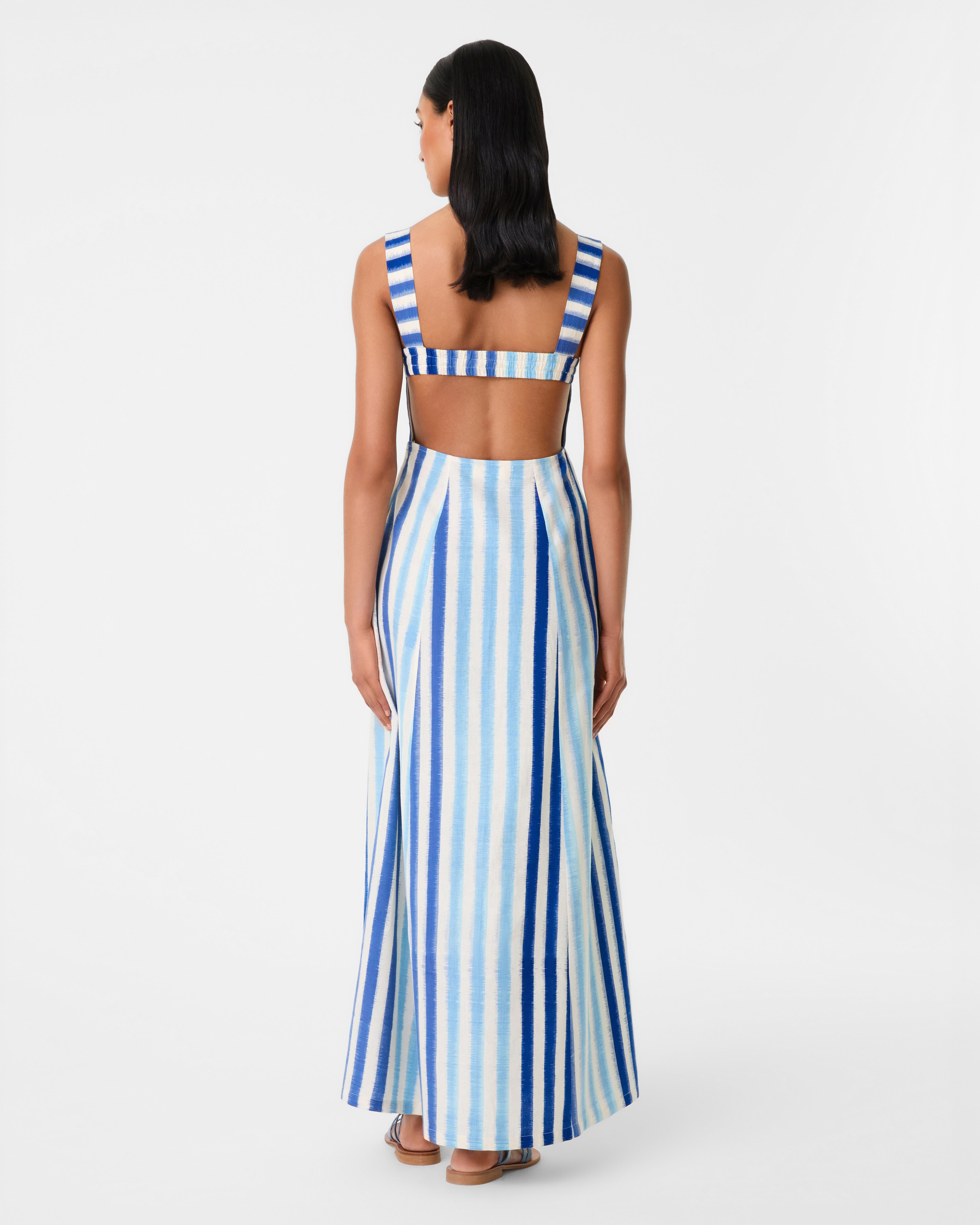 Azzurra Dress in Ikat Stripes