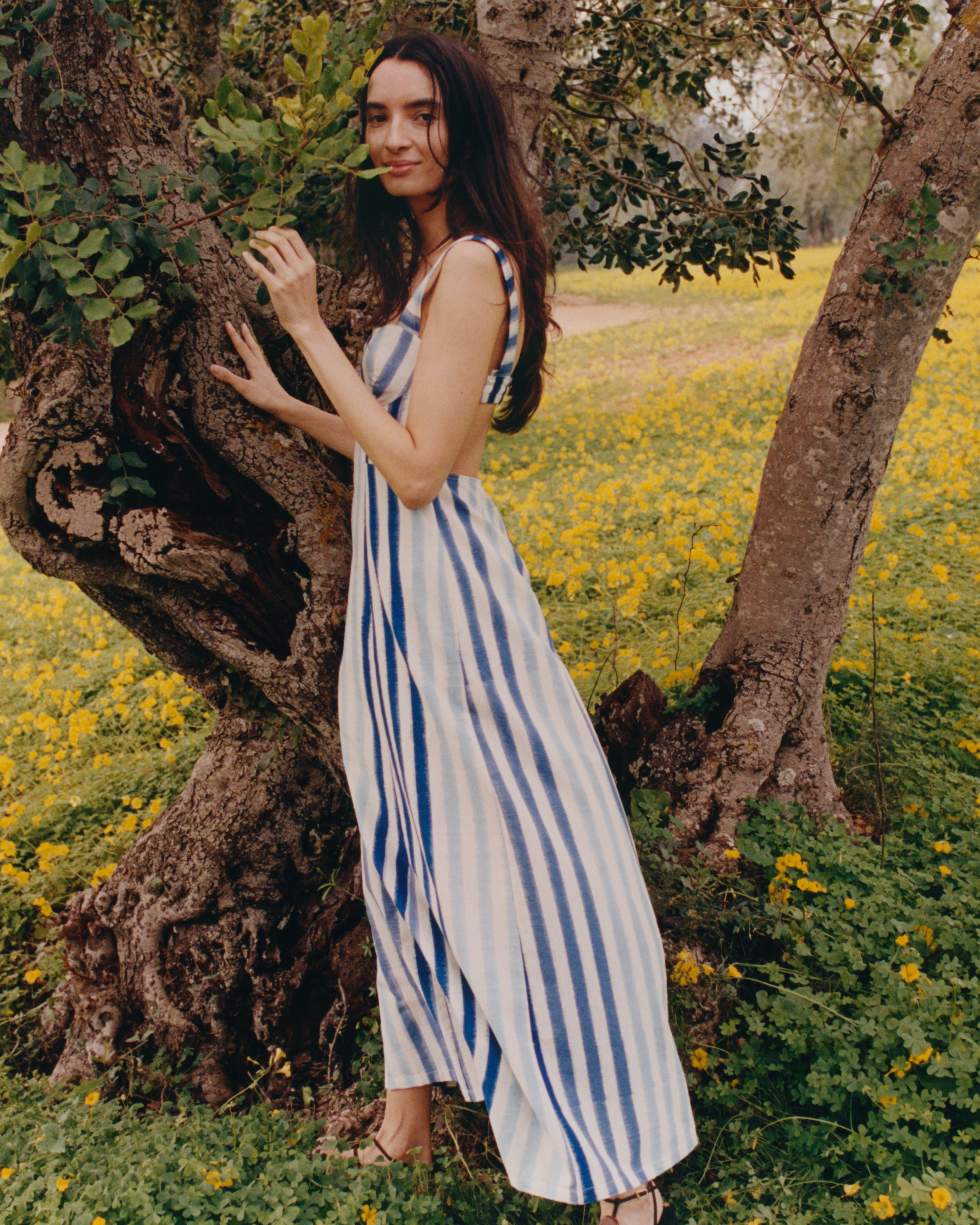 Azzurra Dress in Ikat Stripes
