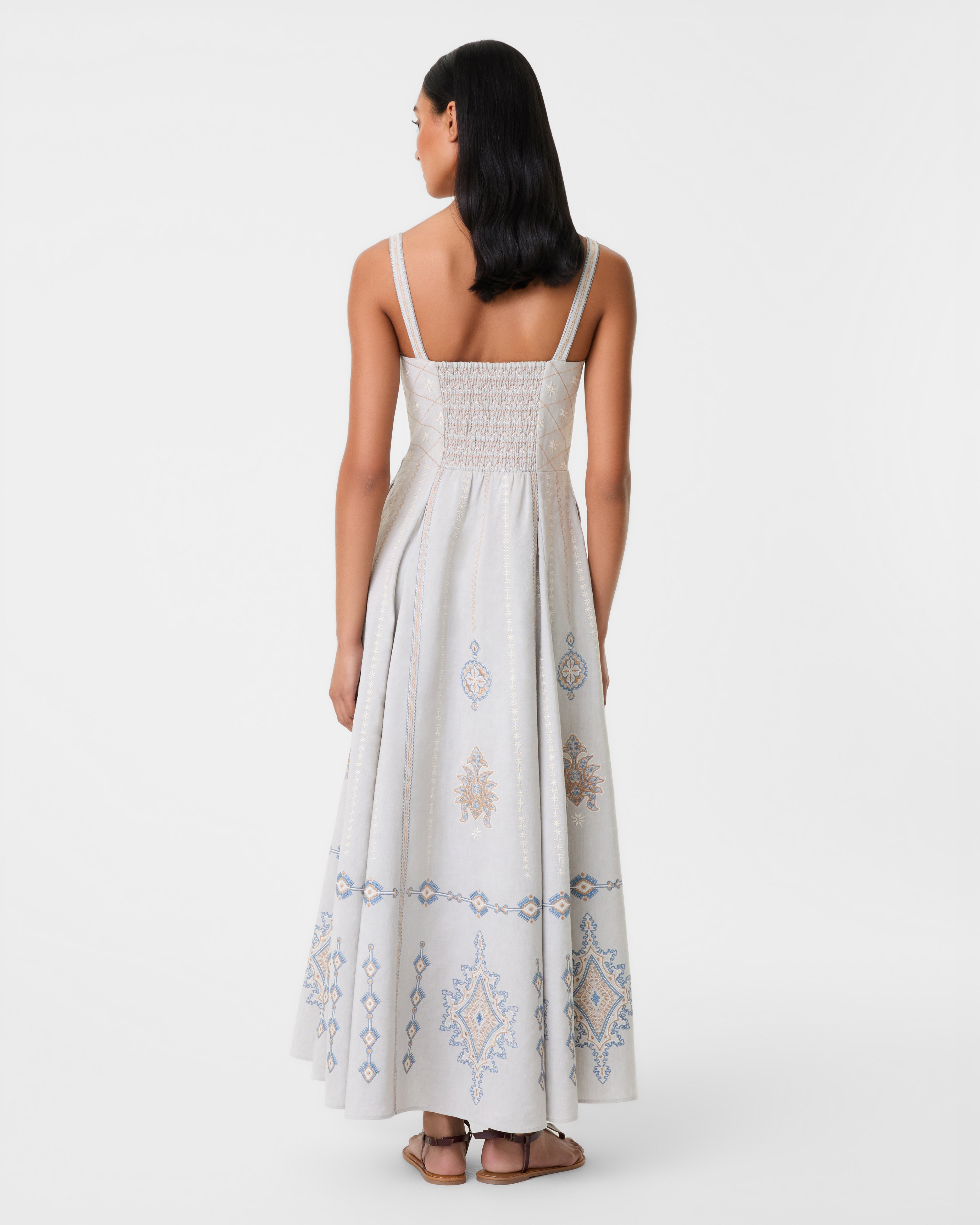 Elida Dress with Meridiana Embroidery