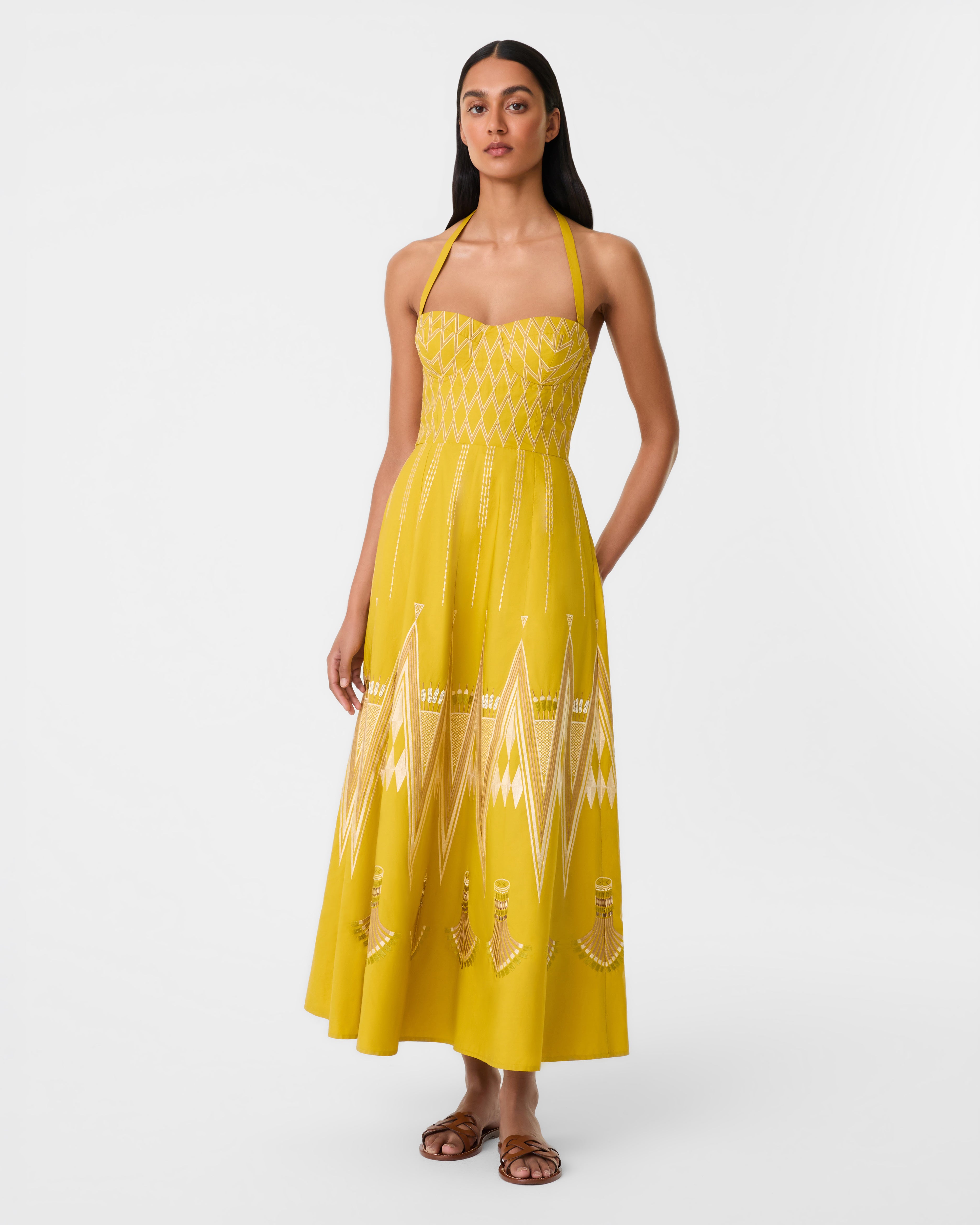 Lotty Dress with Papyrus Embroidery