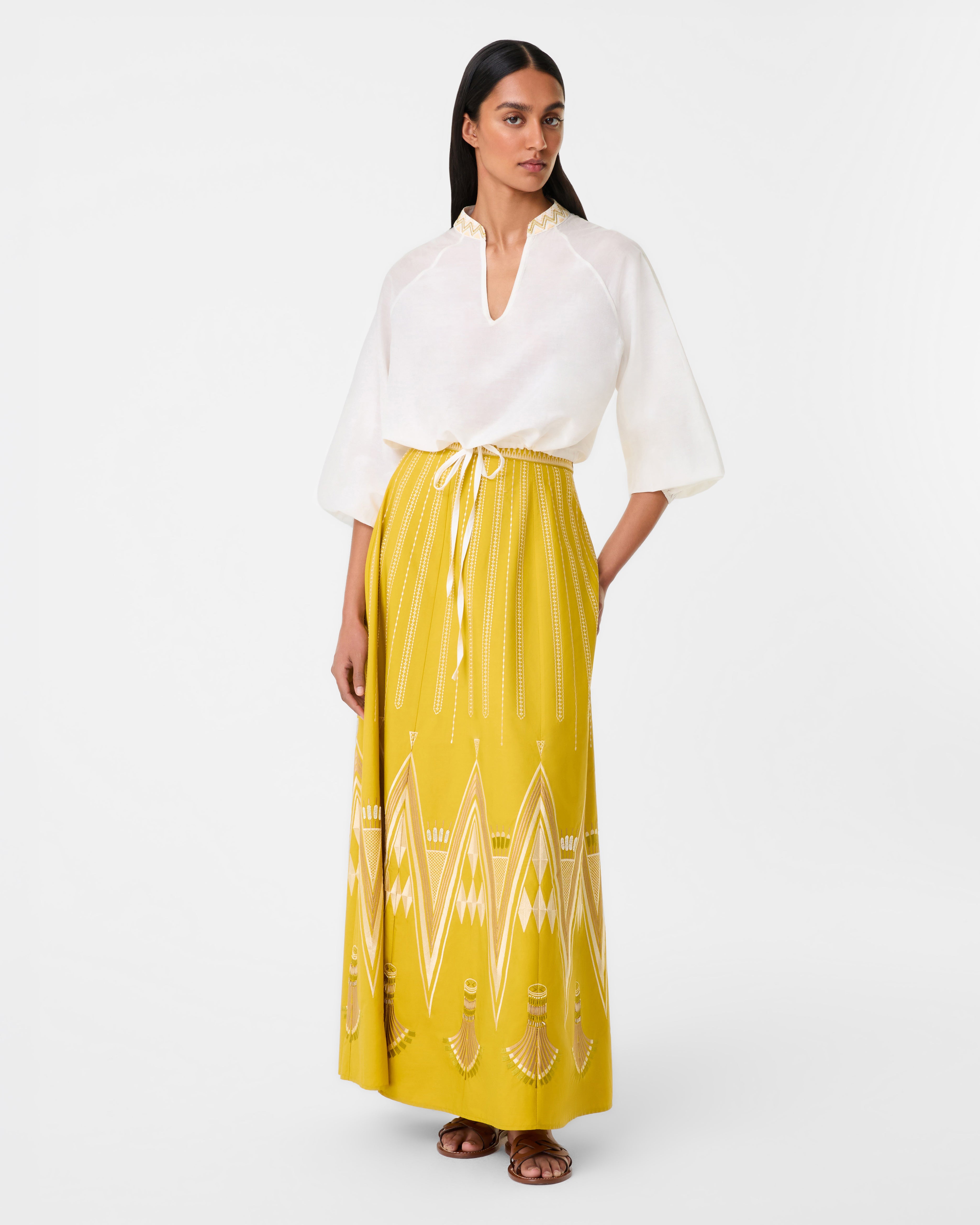 Camille Skirt with Papyrus Embroidery