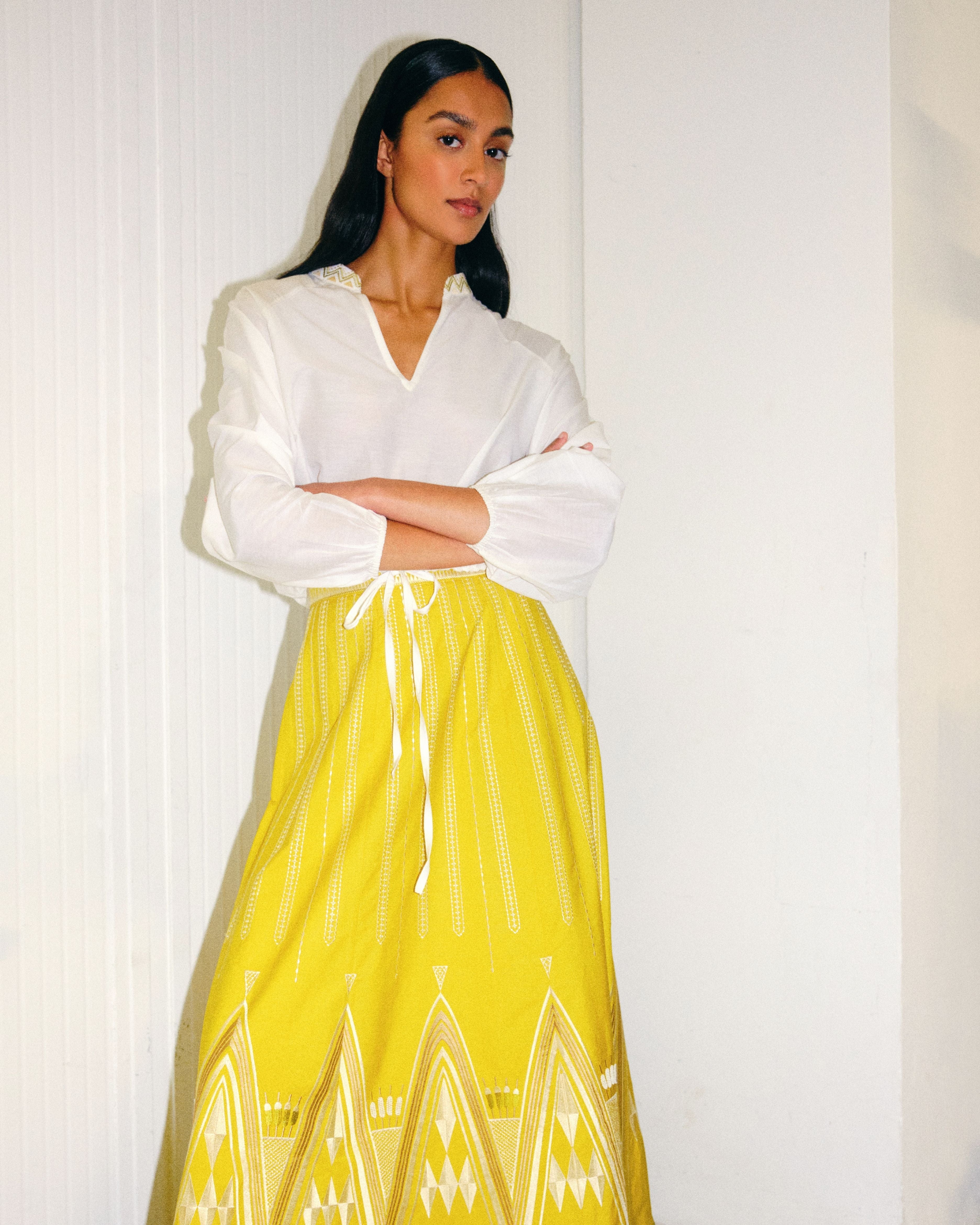 Camille Skirt with Papyrus Embroidery