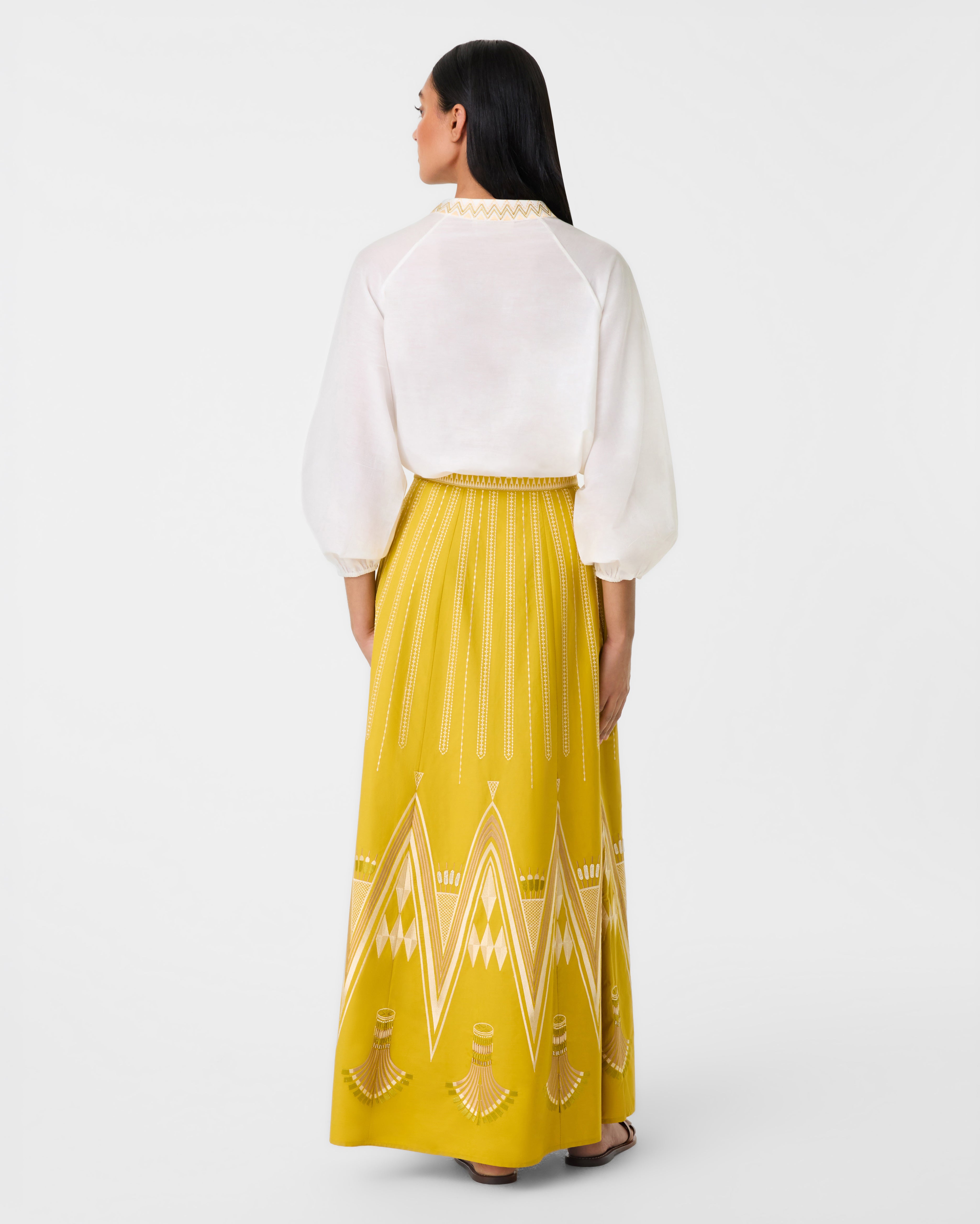 Circe Top with Papyrus Embroidery