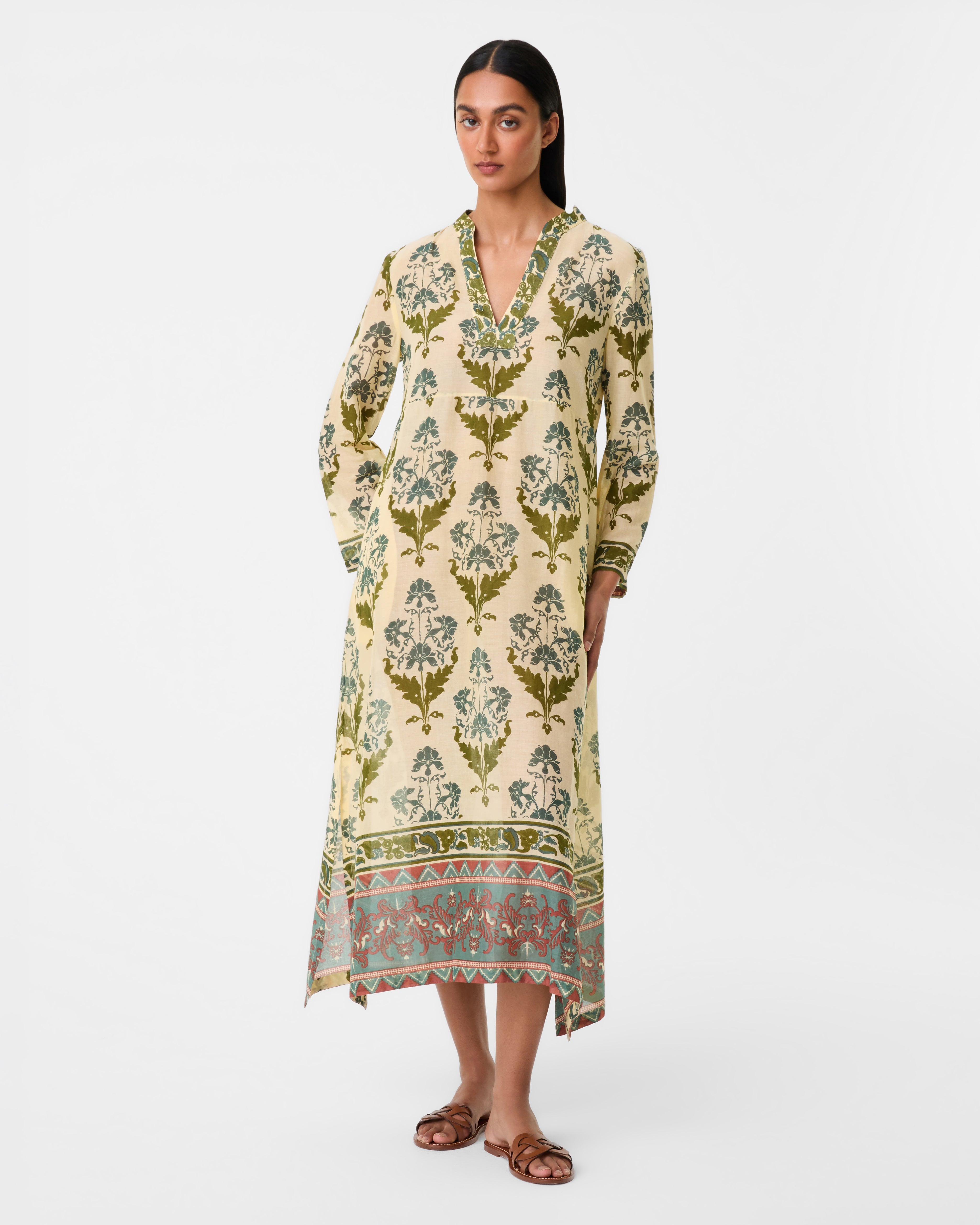 Giada Caftan in Three Flowers Print