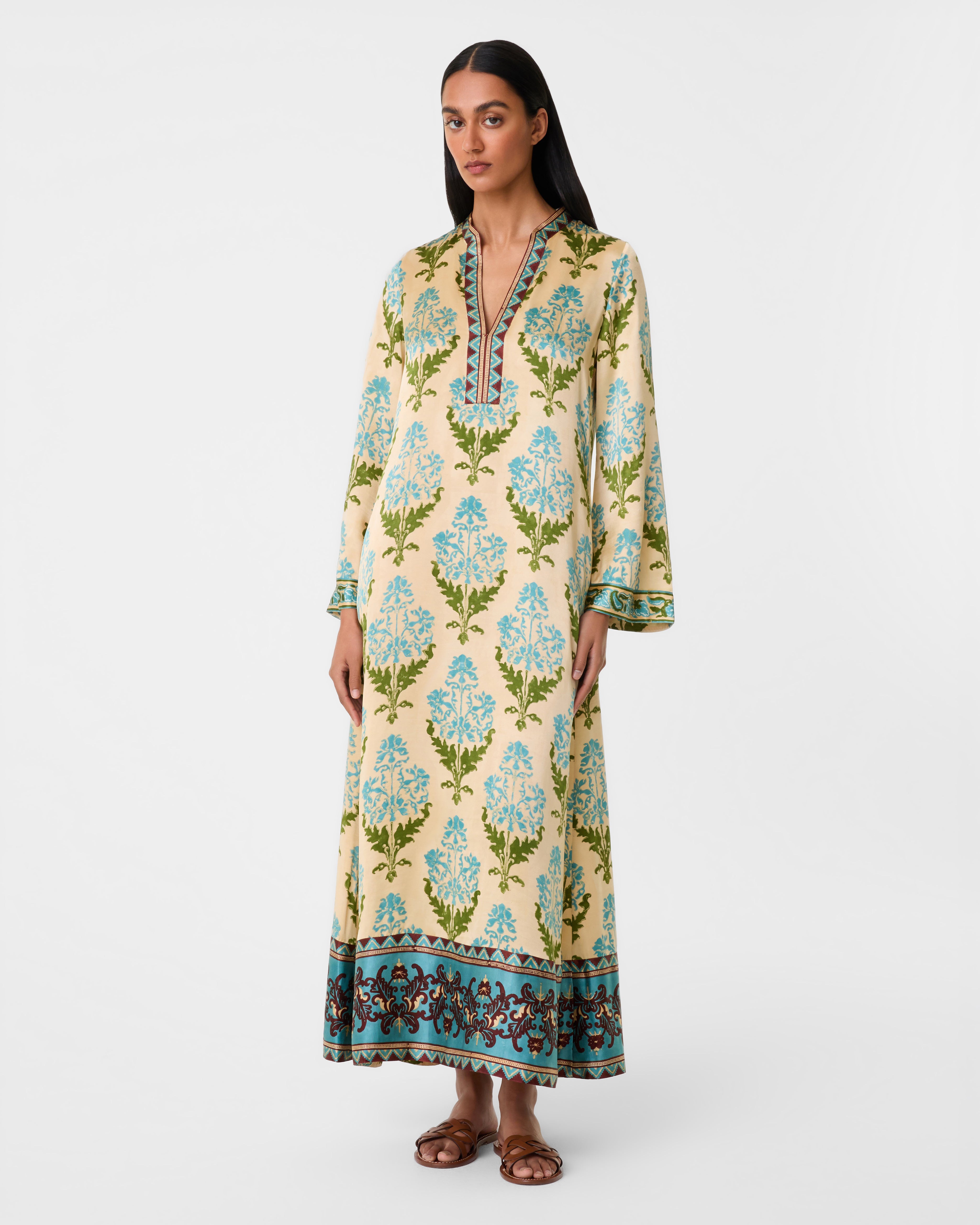 Jenna Caftan in Three Flowers Print