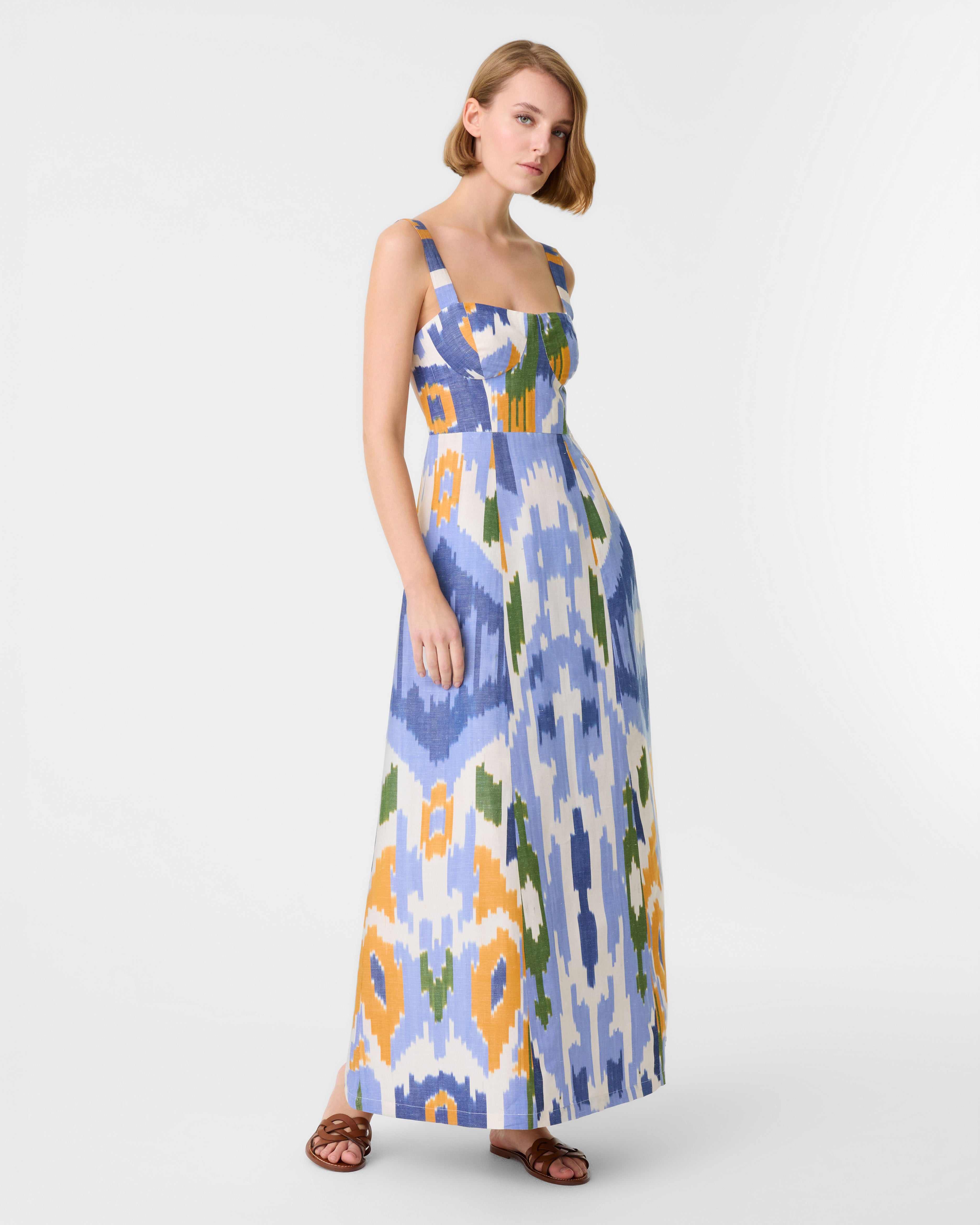 Azzurra Dress in Watercolor Ikat