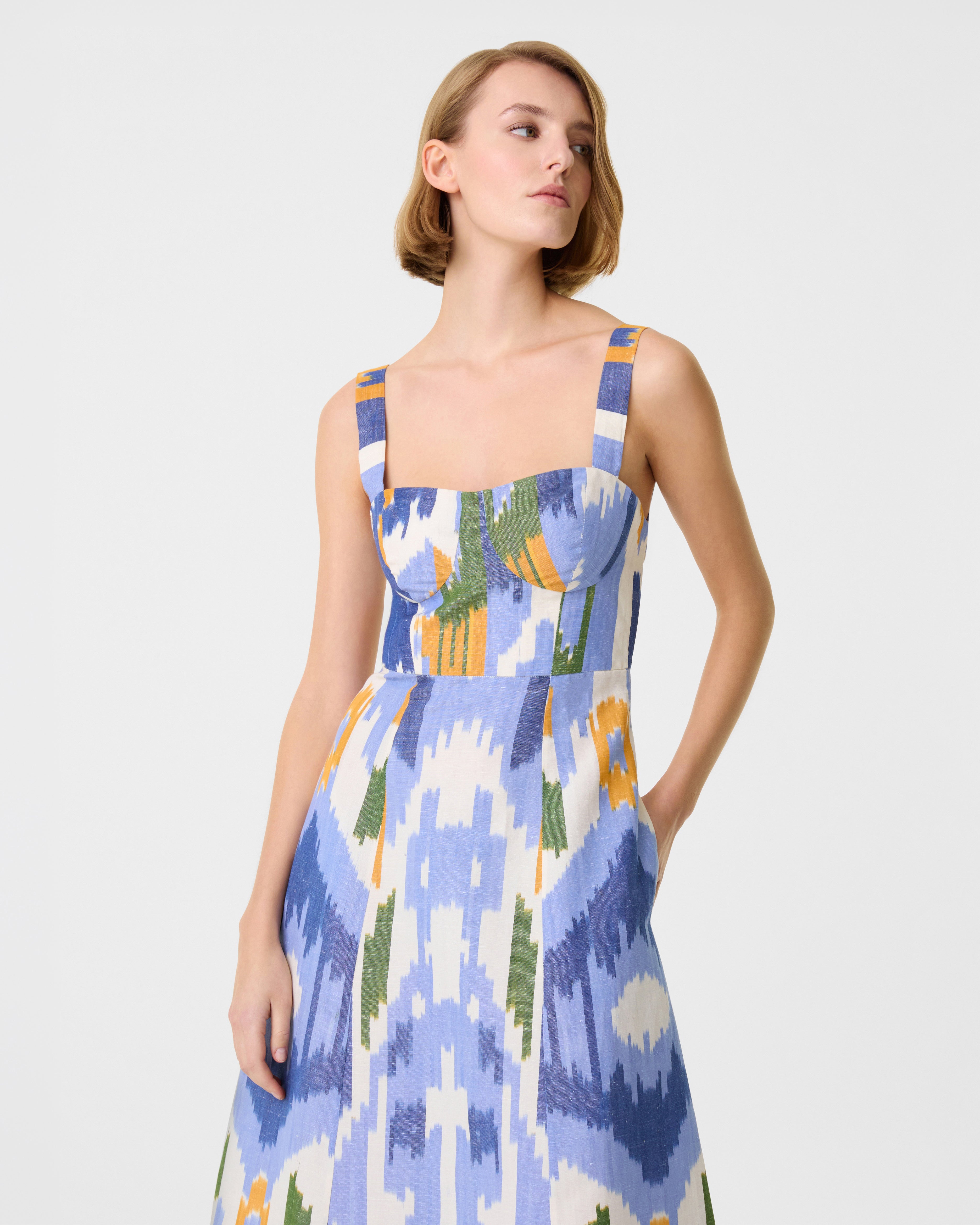 Azzurra Dress in Watercolor Ikat