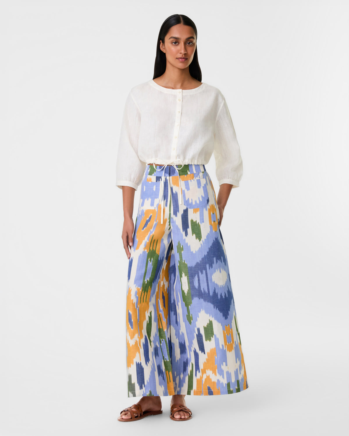 Adele Trousers in Watercolor Ikat