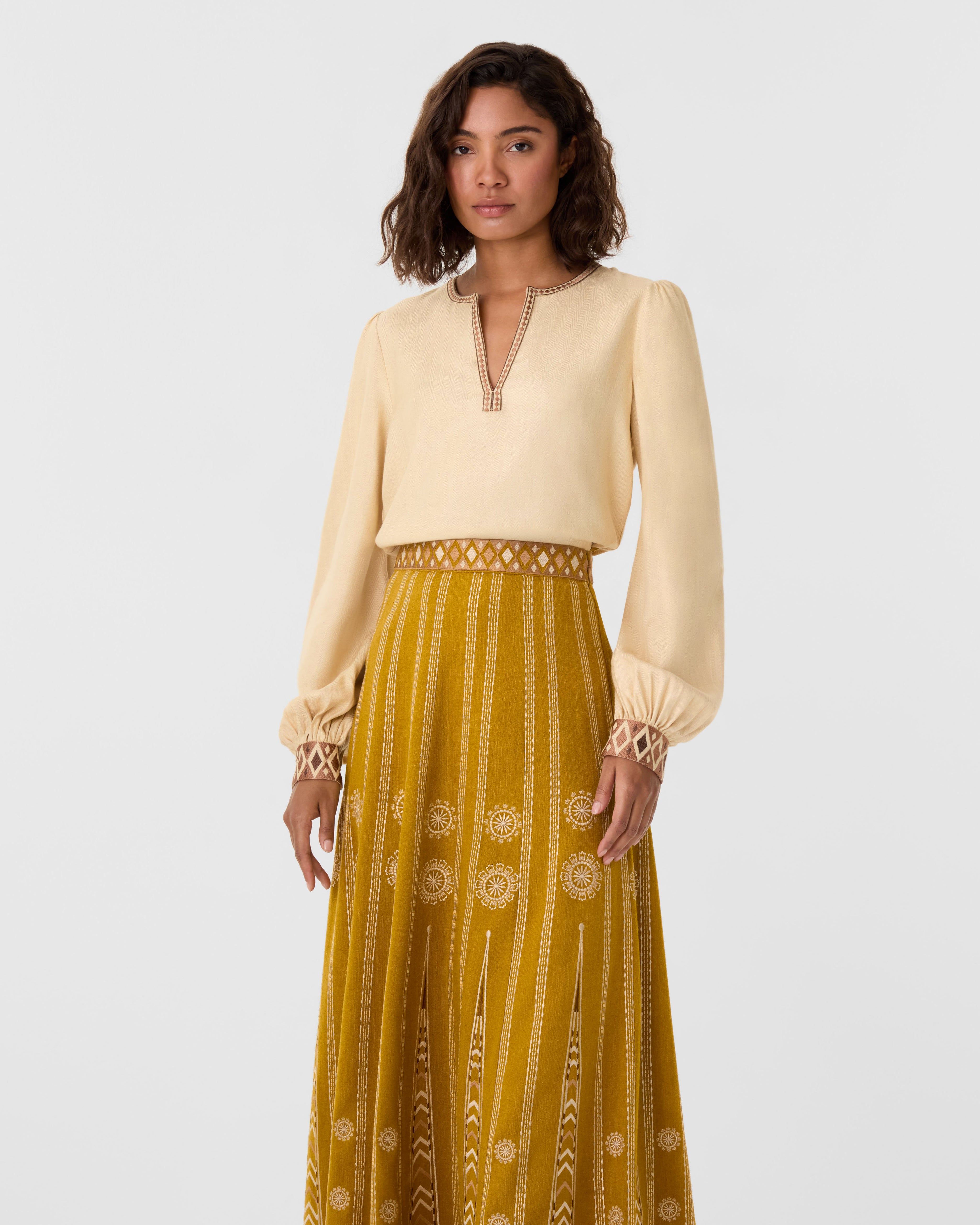Vera Blouse with Backgammon Embroidery