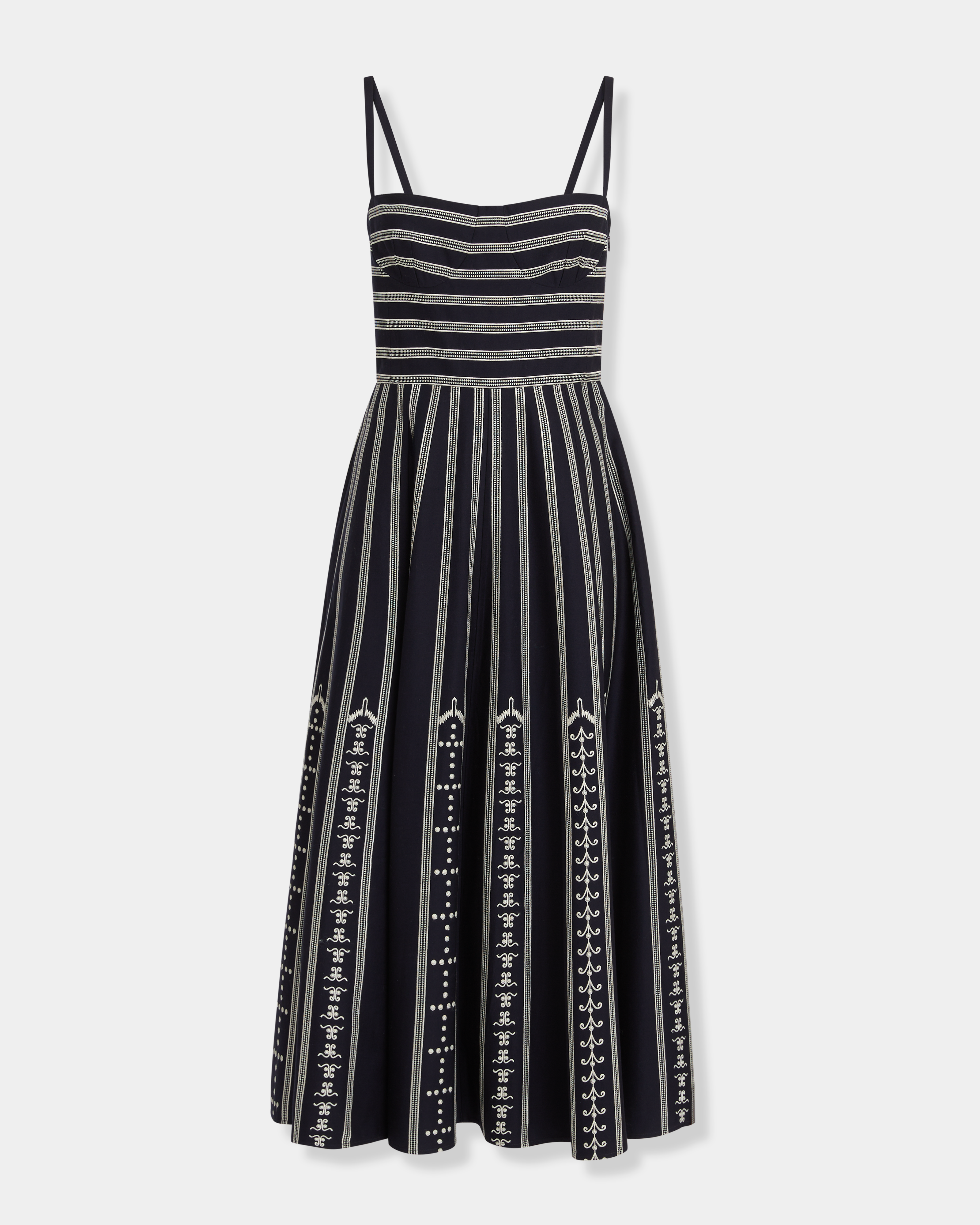 Soraya Dress with Greek Mask Embroidery