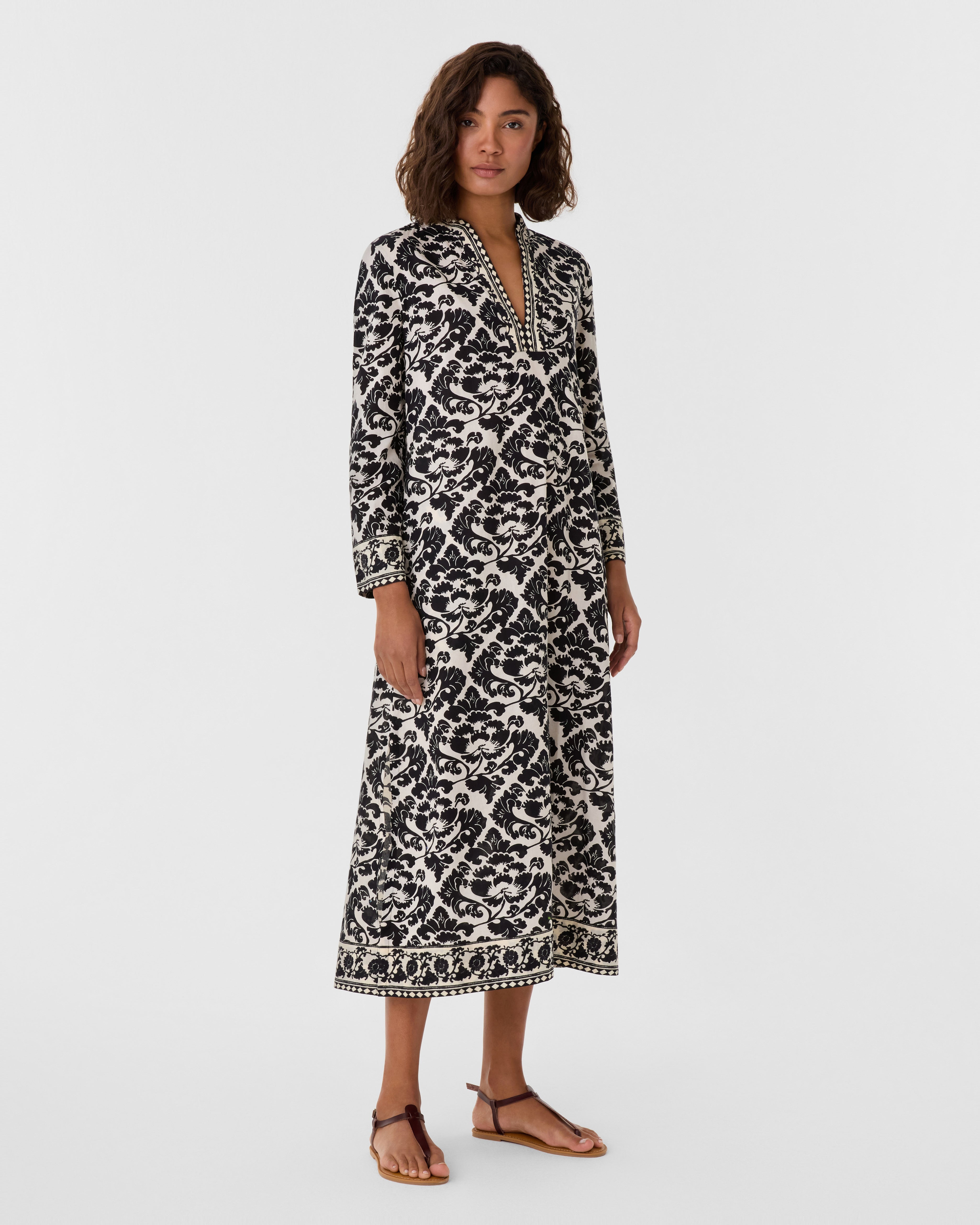 Giada Caftan in Lotus Flower Print
