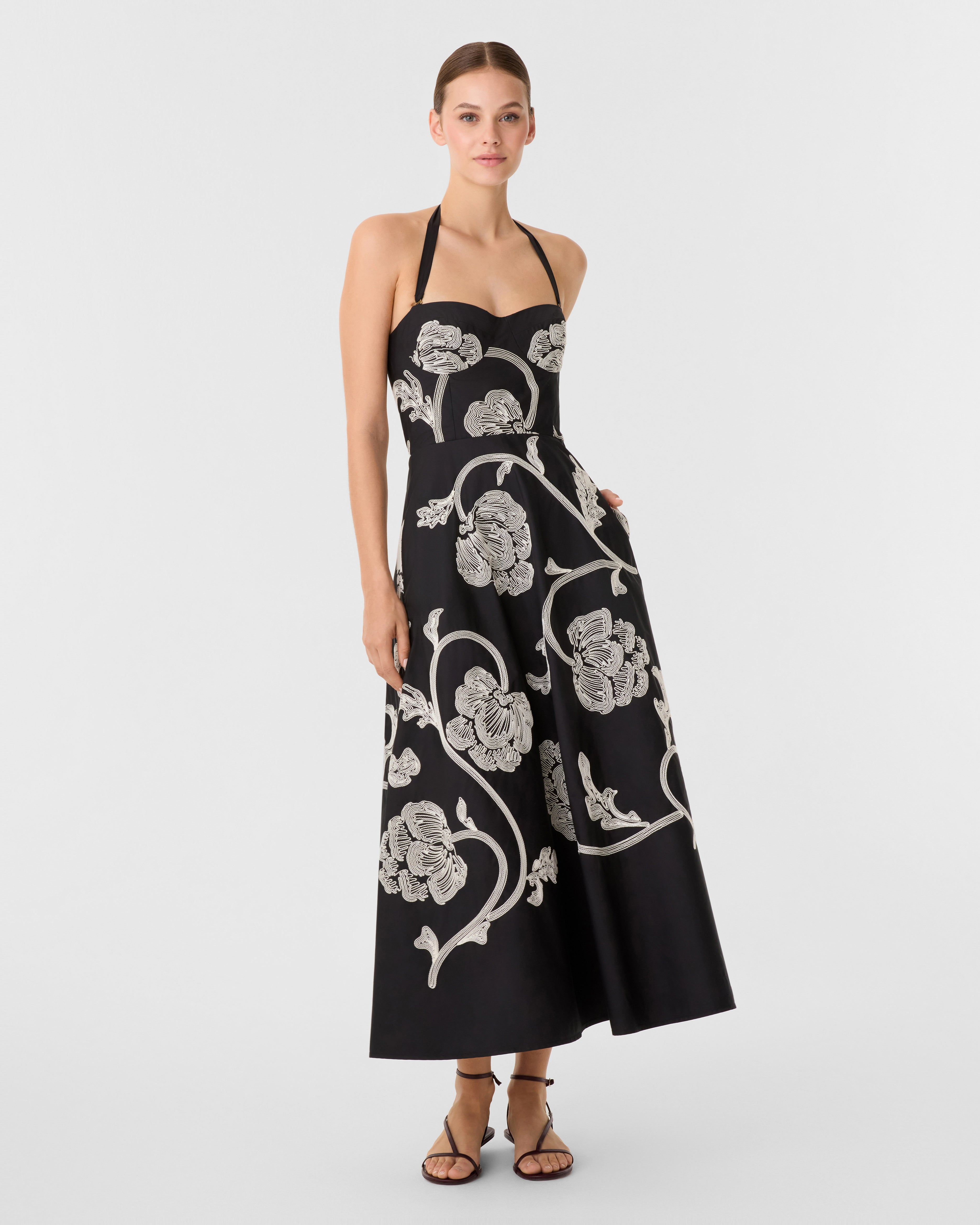 Lotty Dress with Peony Embroidery