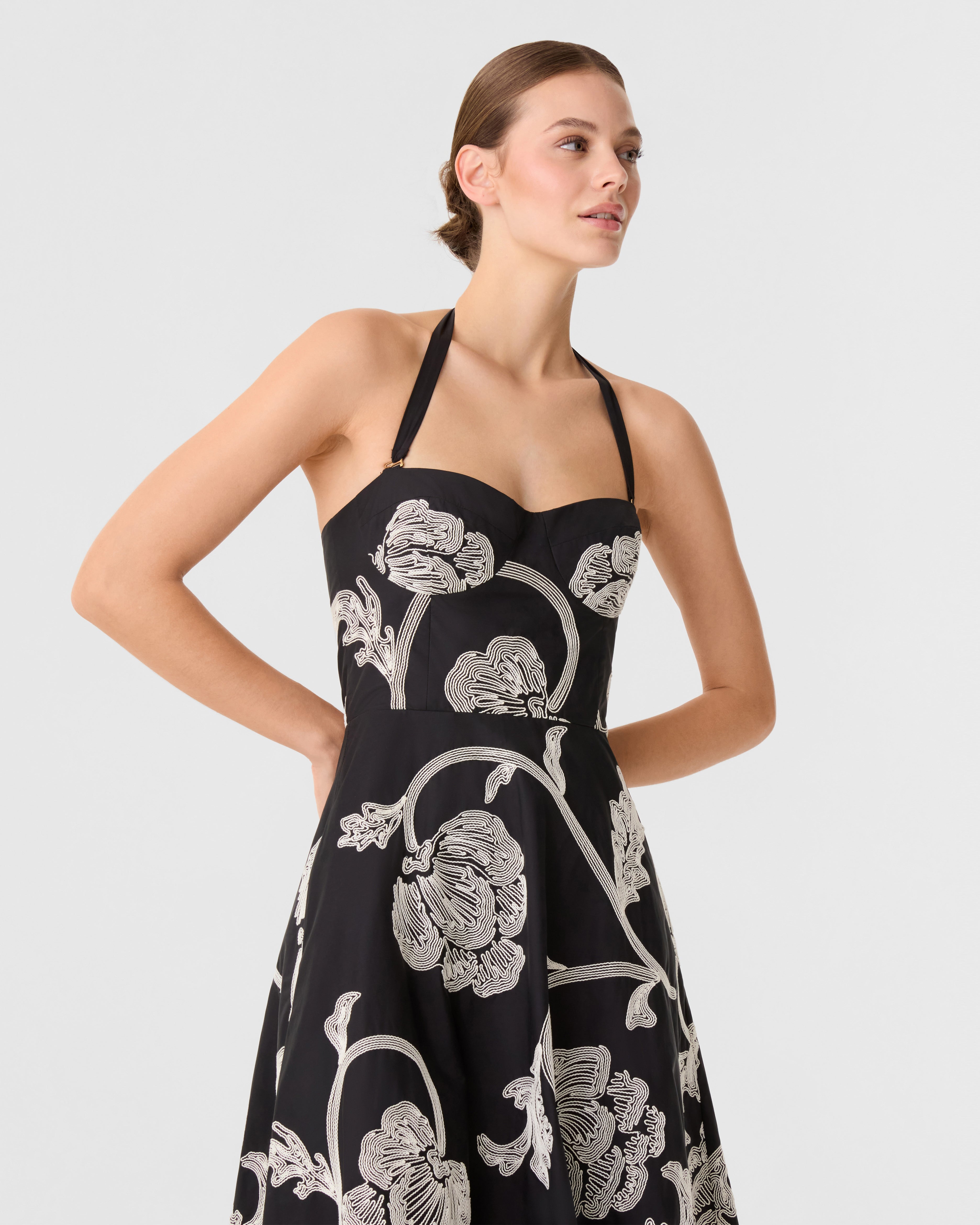 Lotty Dress with Peony Embroidery