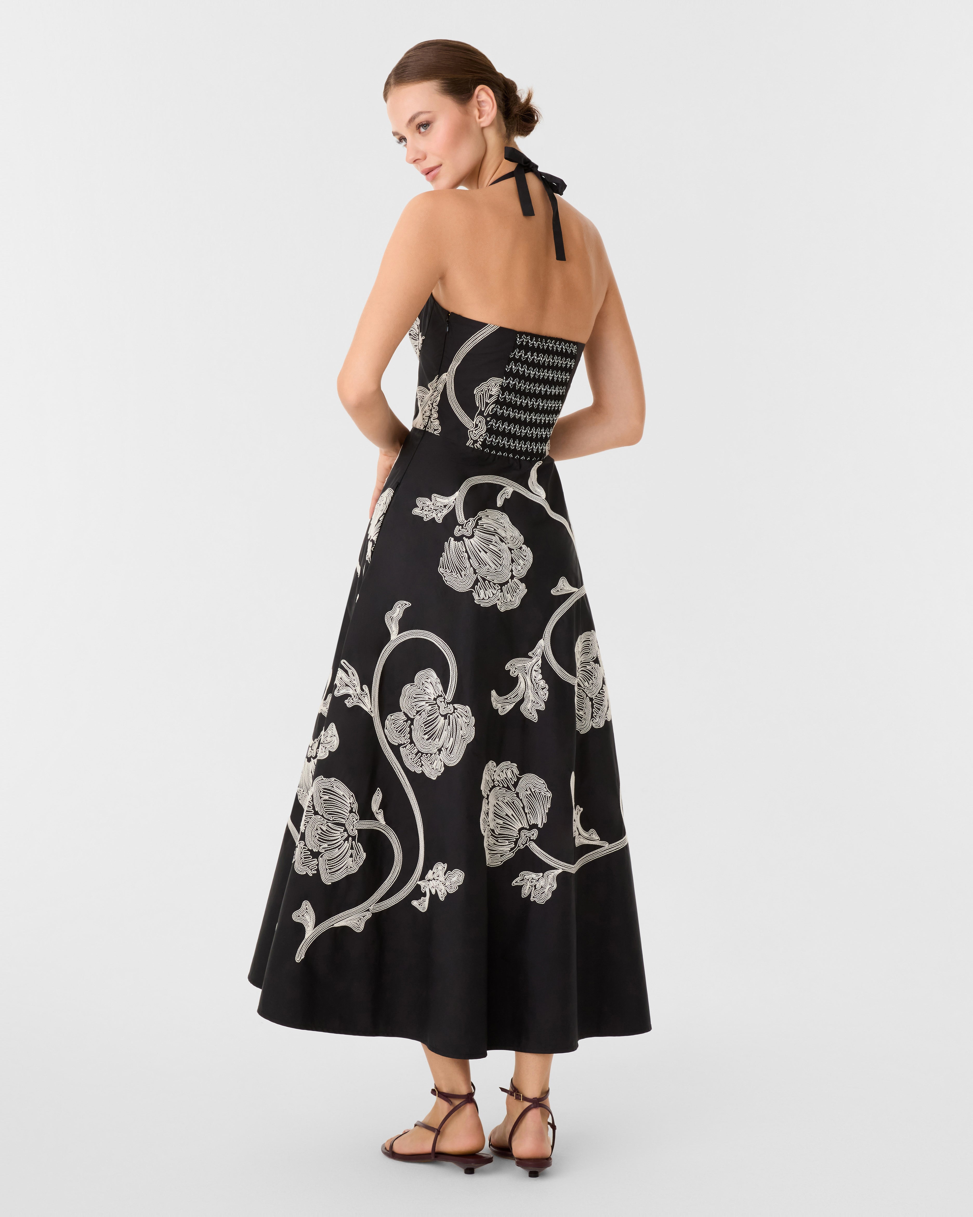 Lotty Dress with Peony Embroidery