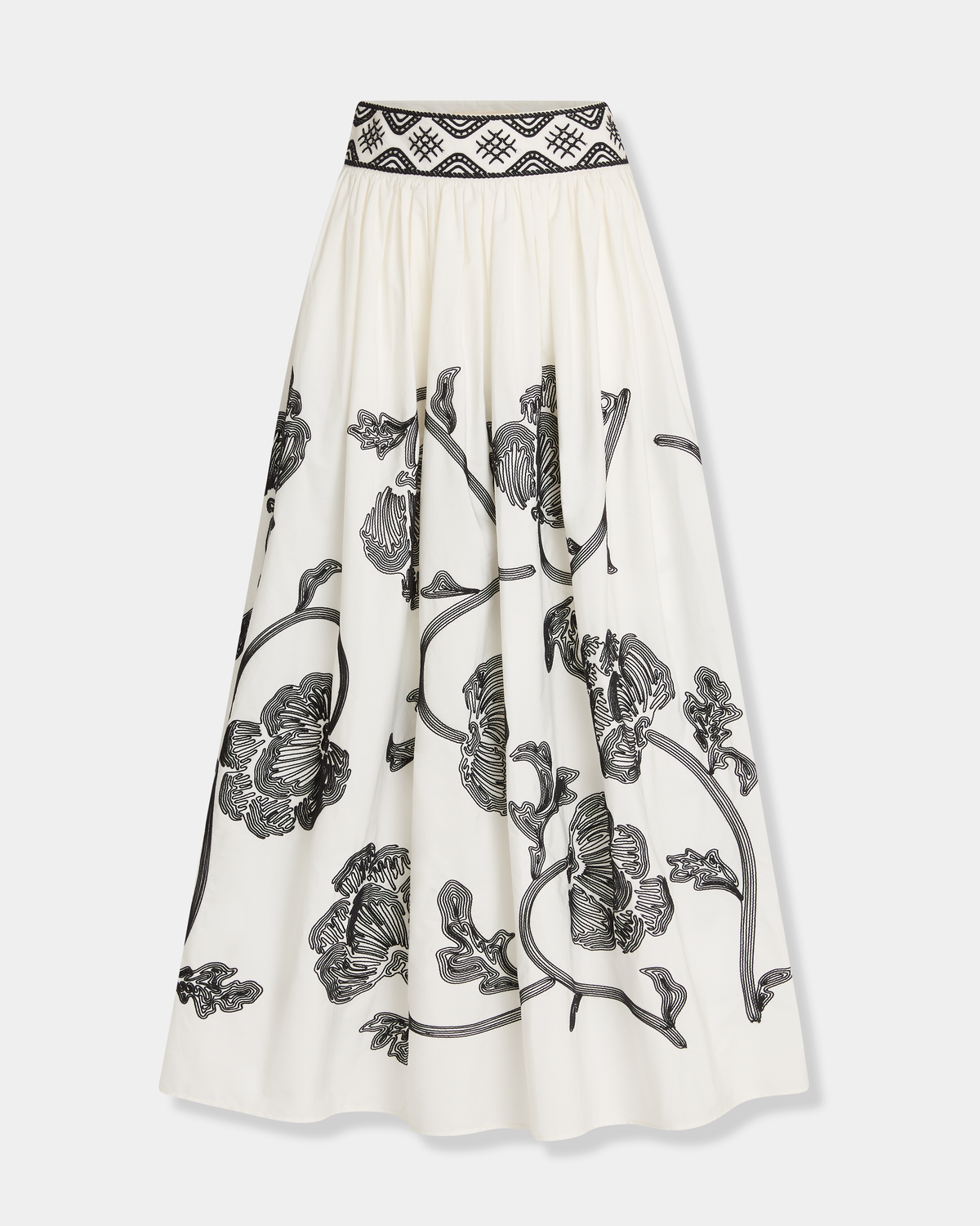 Ombretta Skirt with Peony Embroidery