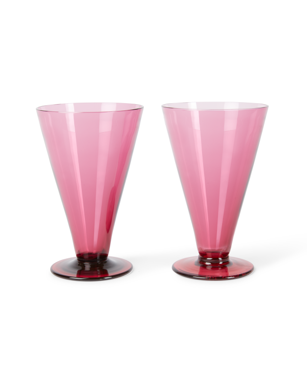 Large Coloured Stemmed Glass Set of 2