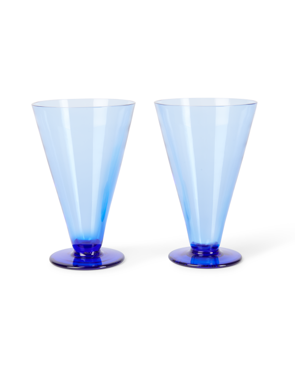 Large Coloured Stemmed Glass Set of 2