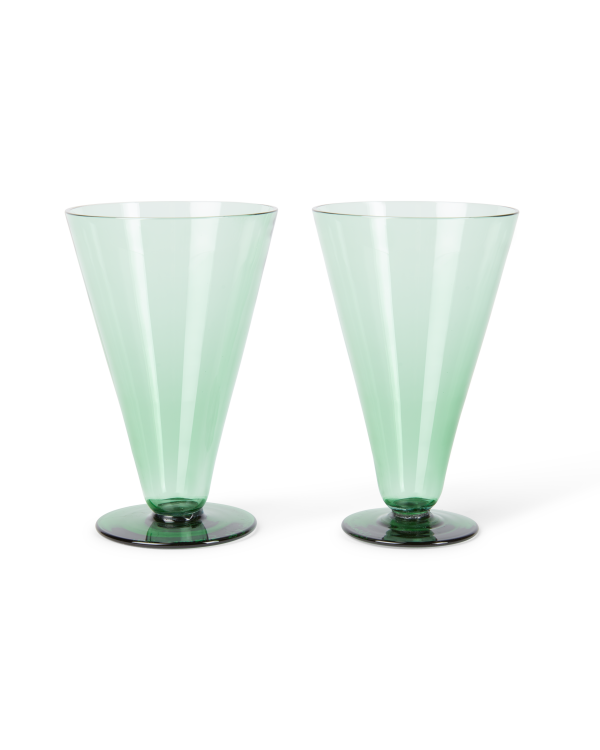 Large Coloured Stemmed Glass Set of 2