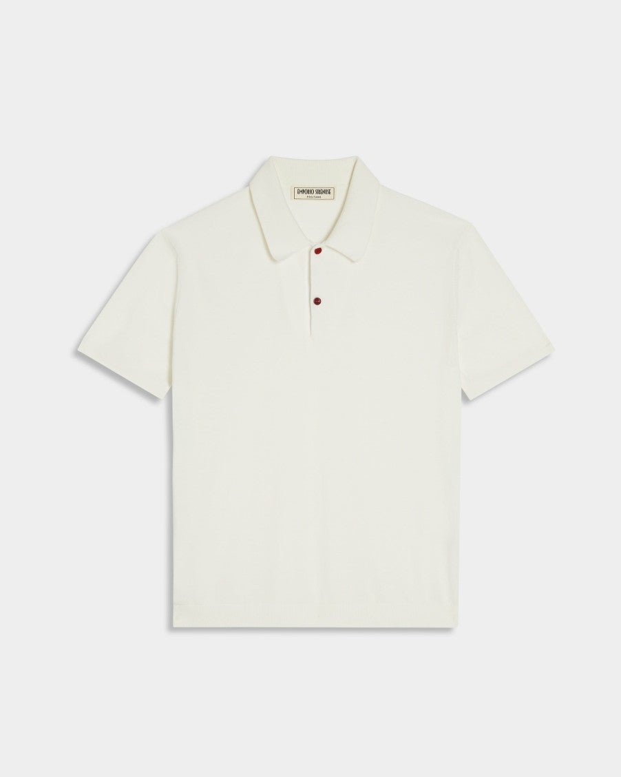 Knit Cotton Polo Shirt Milk