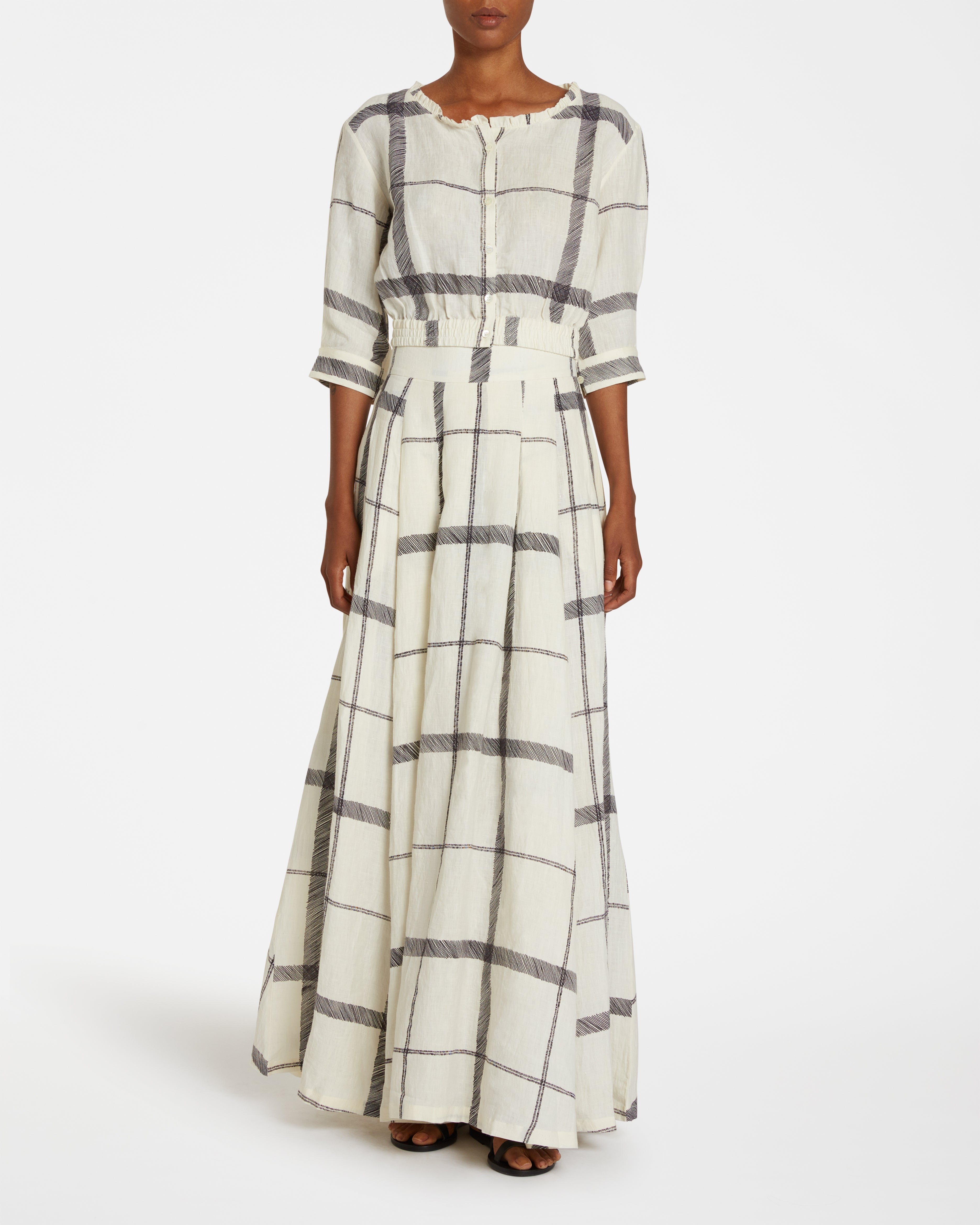 Rosei Kantha Check Top White