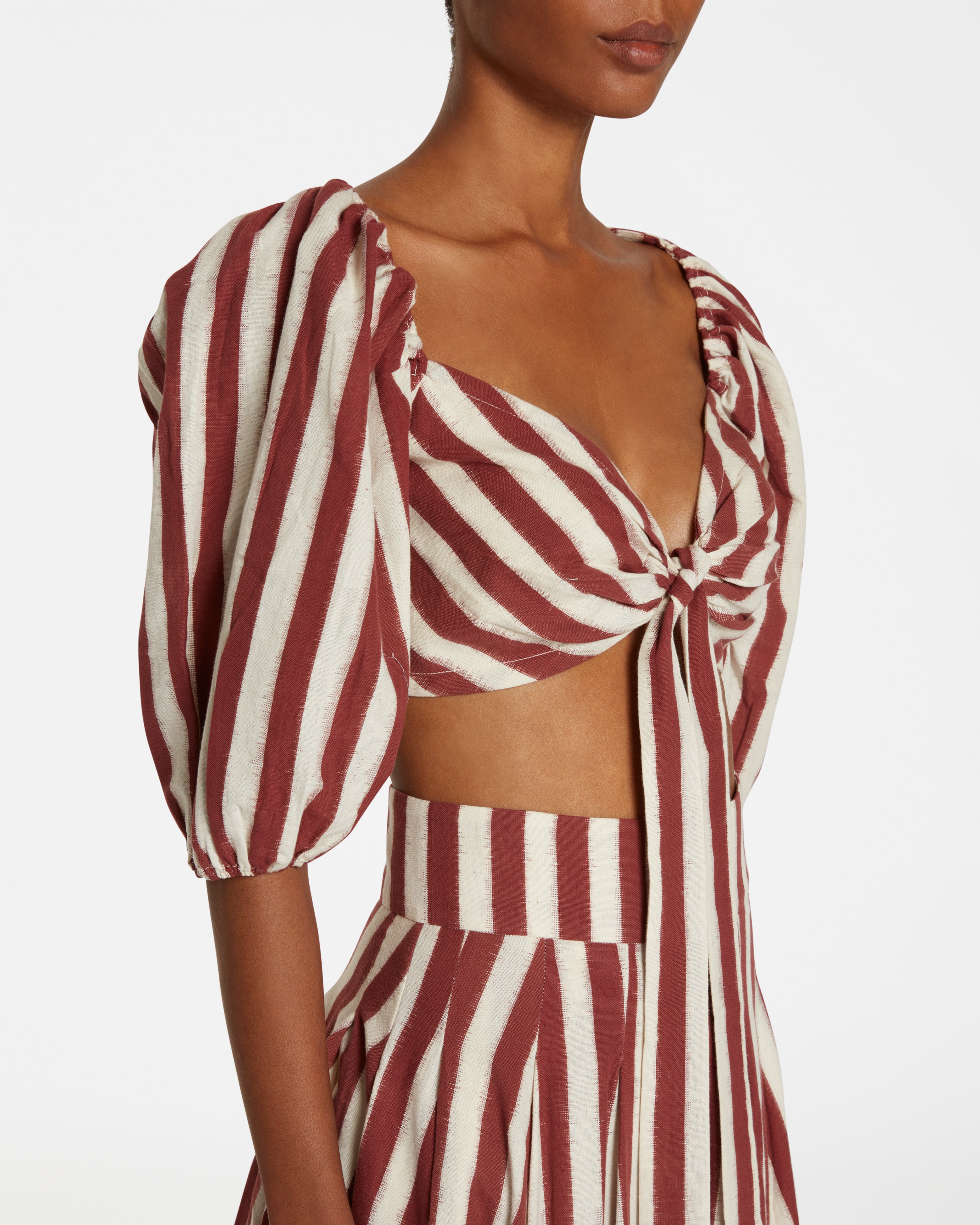 Thaia Ikat Stripes Top Tabacco