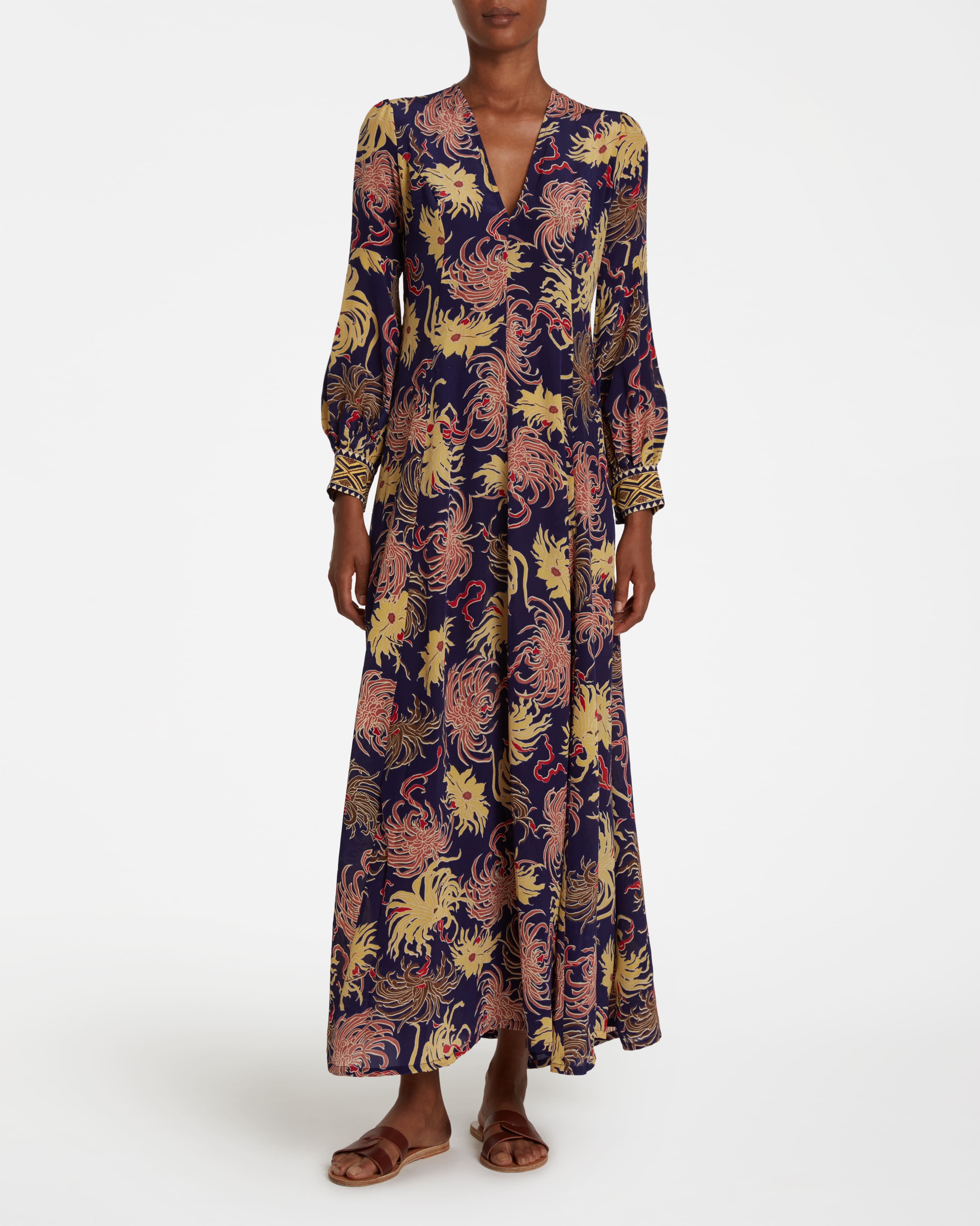 Clarissa Dress in China Flowers Silk