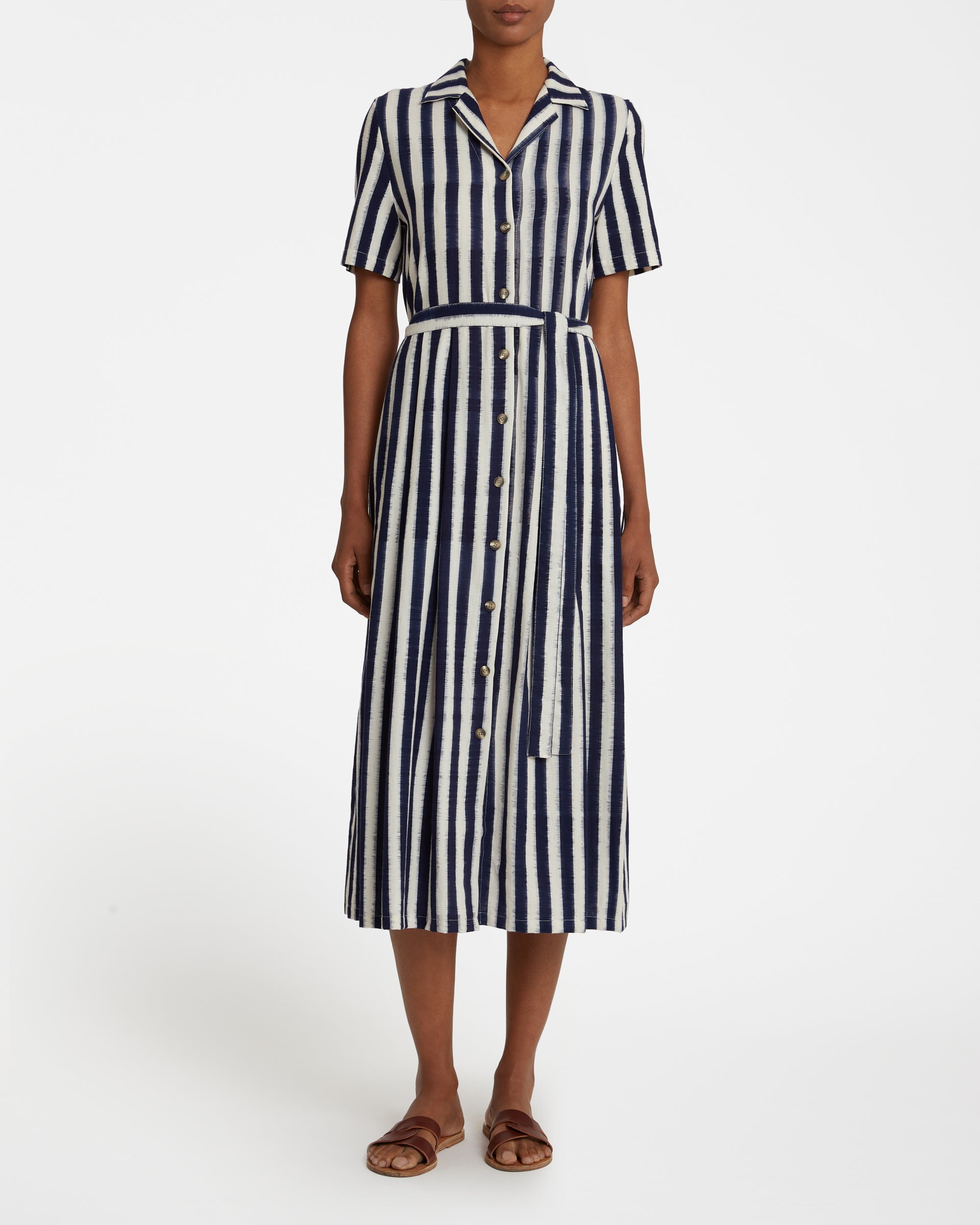 Claudia Dress in Ikat Stripes