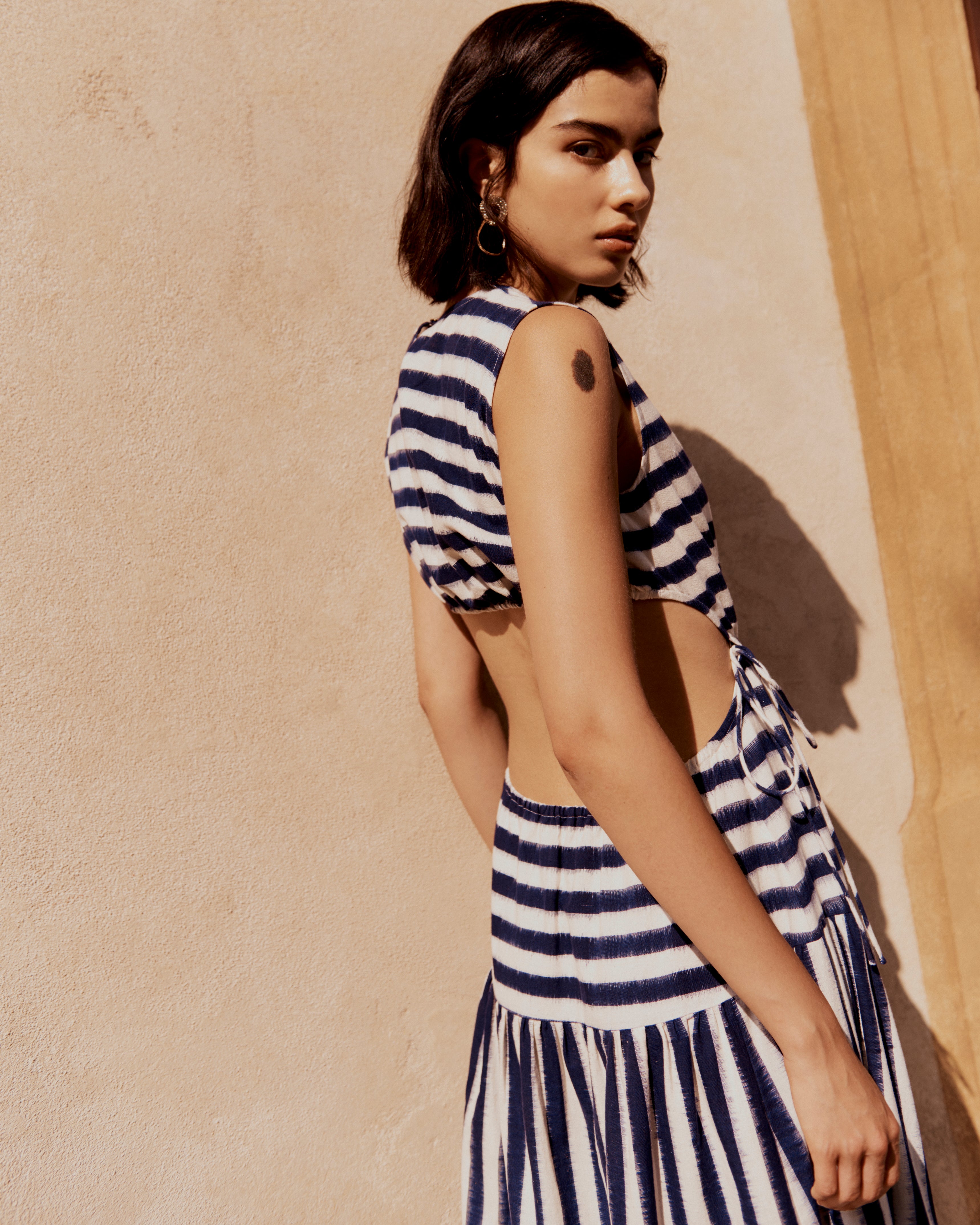 Pulcheria Dress in Ikat Stripes