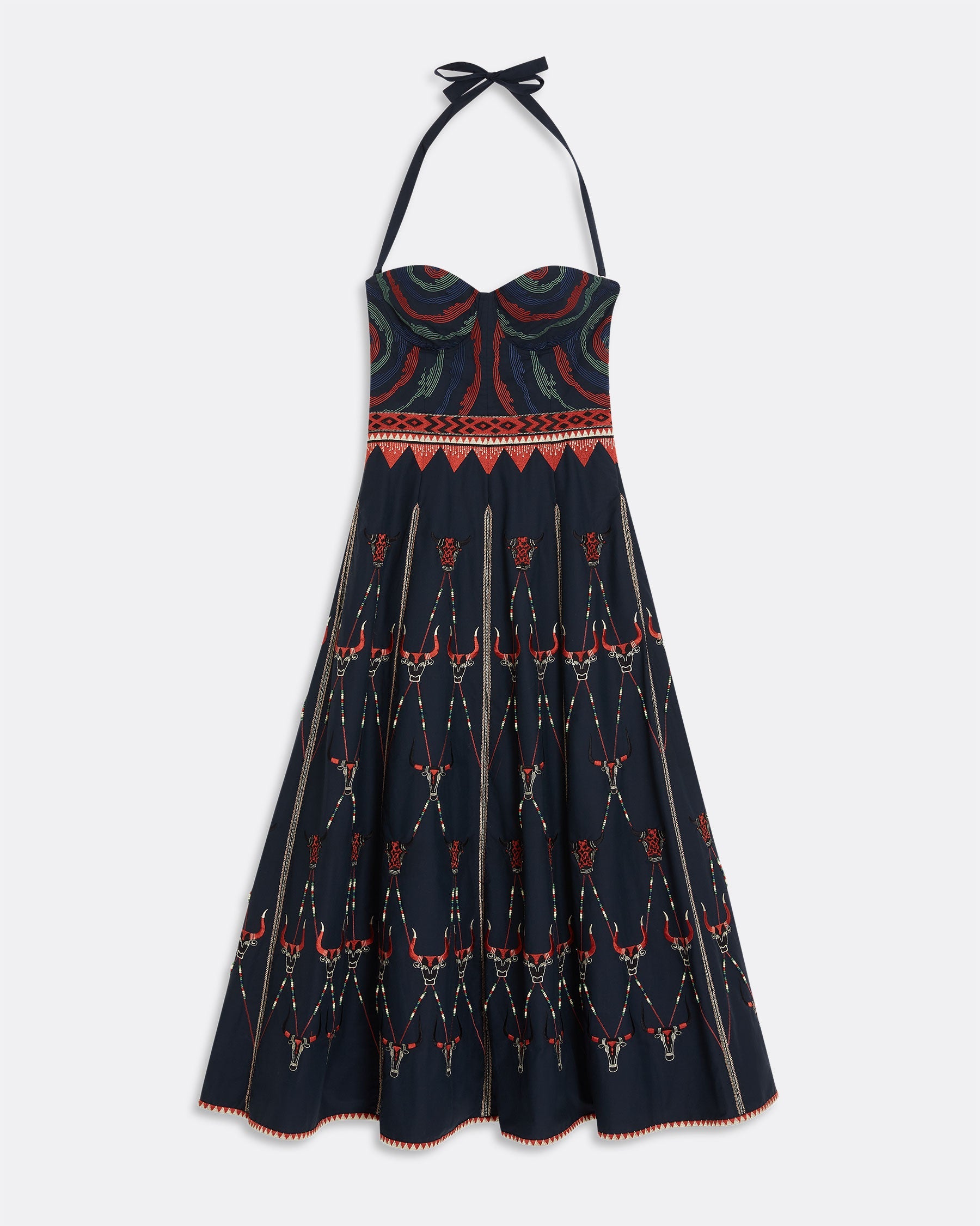 Lotty Dress with Sacred Bulls Embroidery