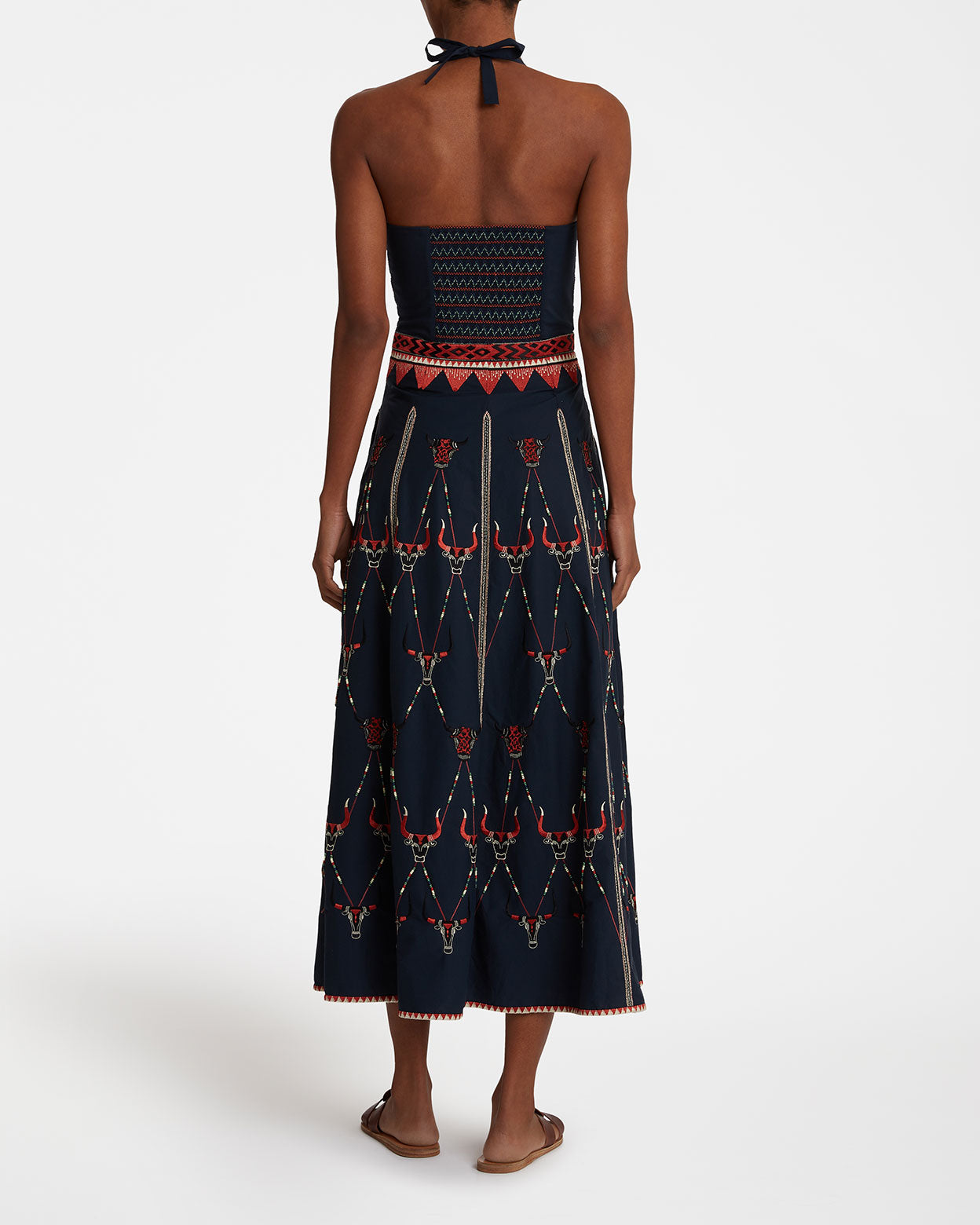 Lotty Dress with Sacred Bulls Embroidery