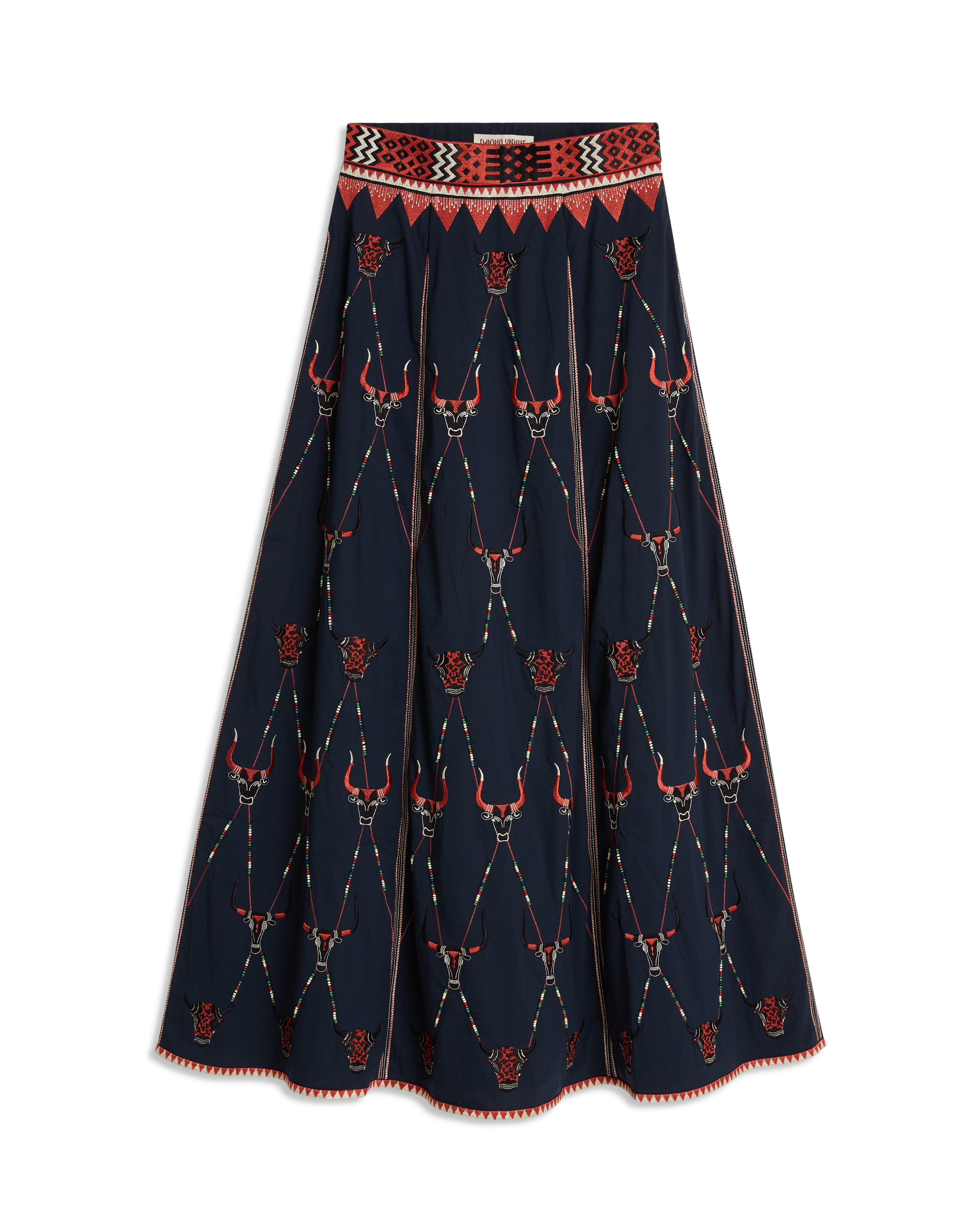 Camille Skirt with Sacred Bulls Embroidery