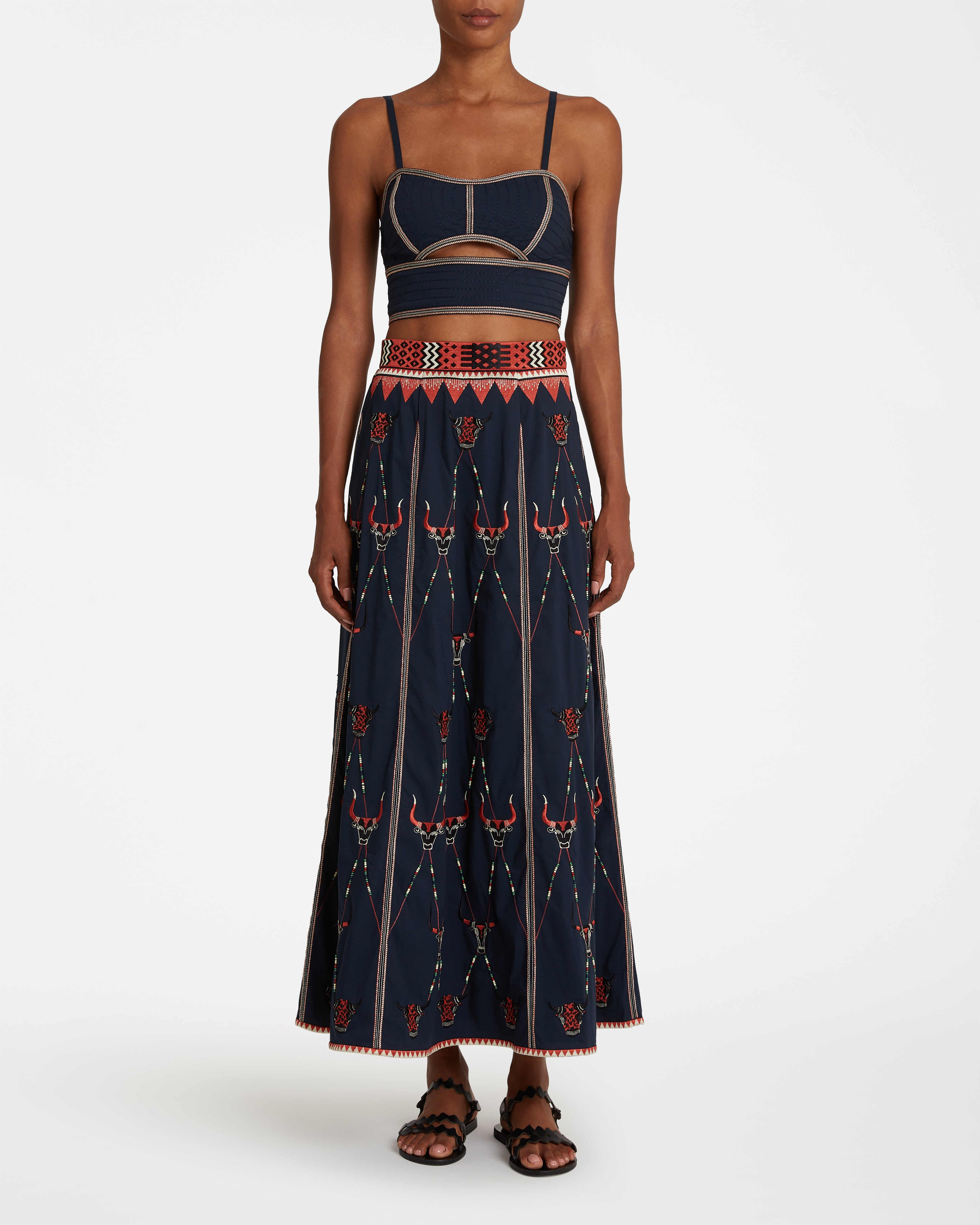 Camille Skirt with Sacred Bulls Embroidery