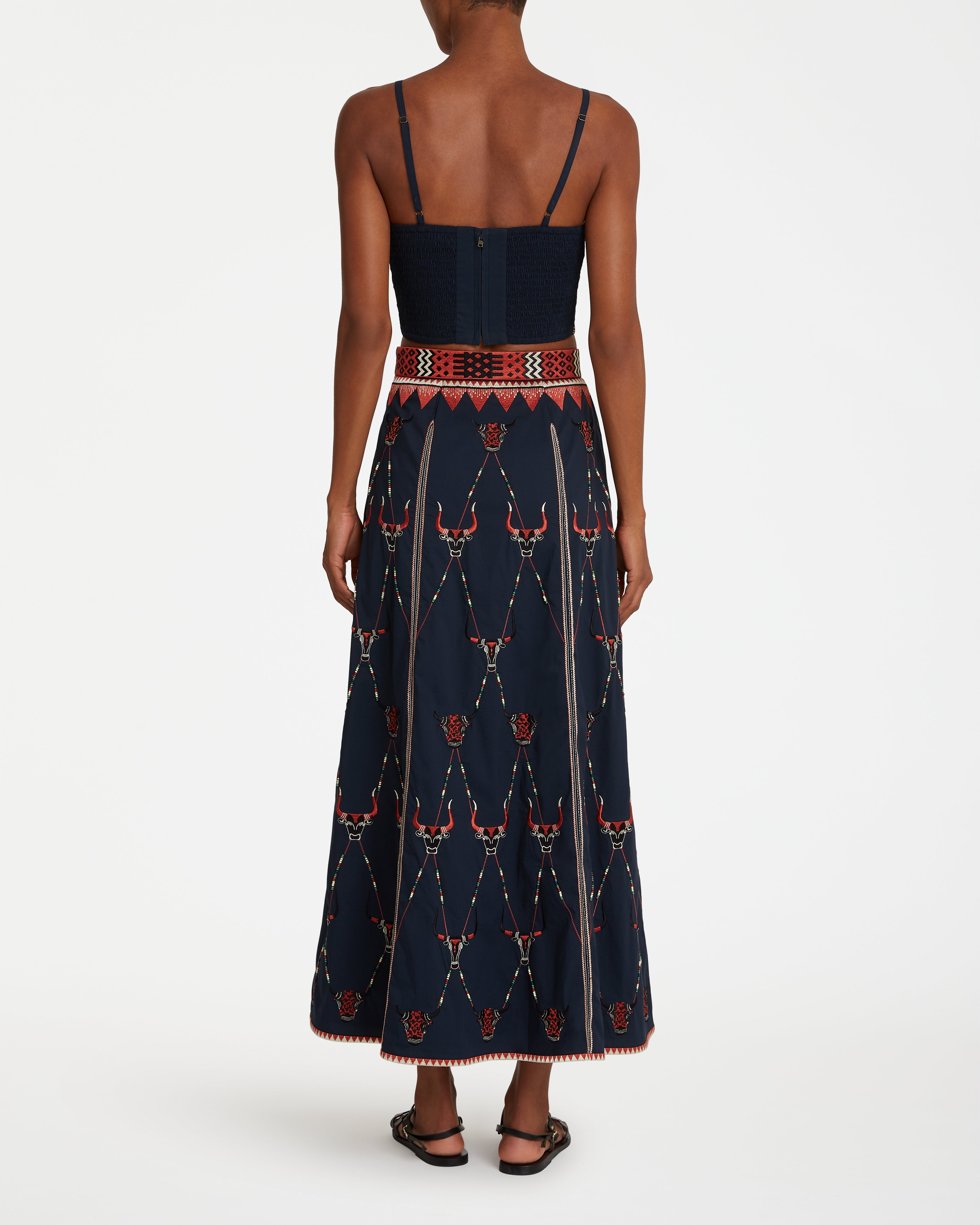 Camille Skirt with Sacred Bulls Embroidery