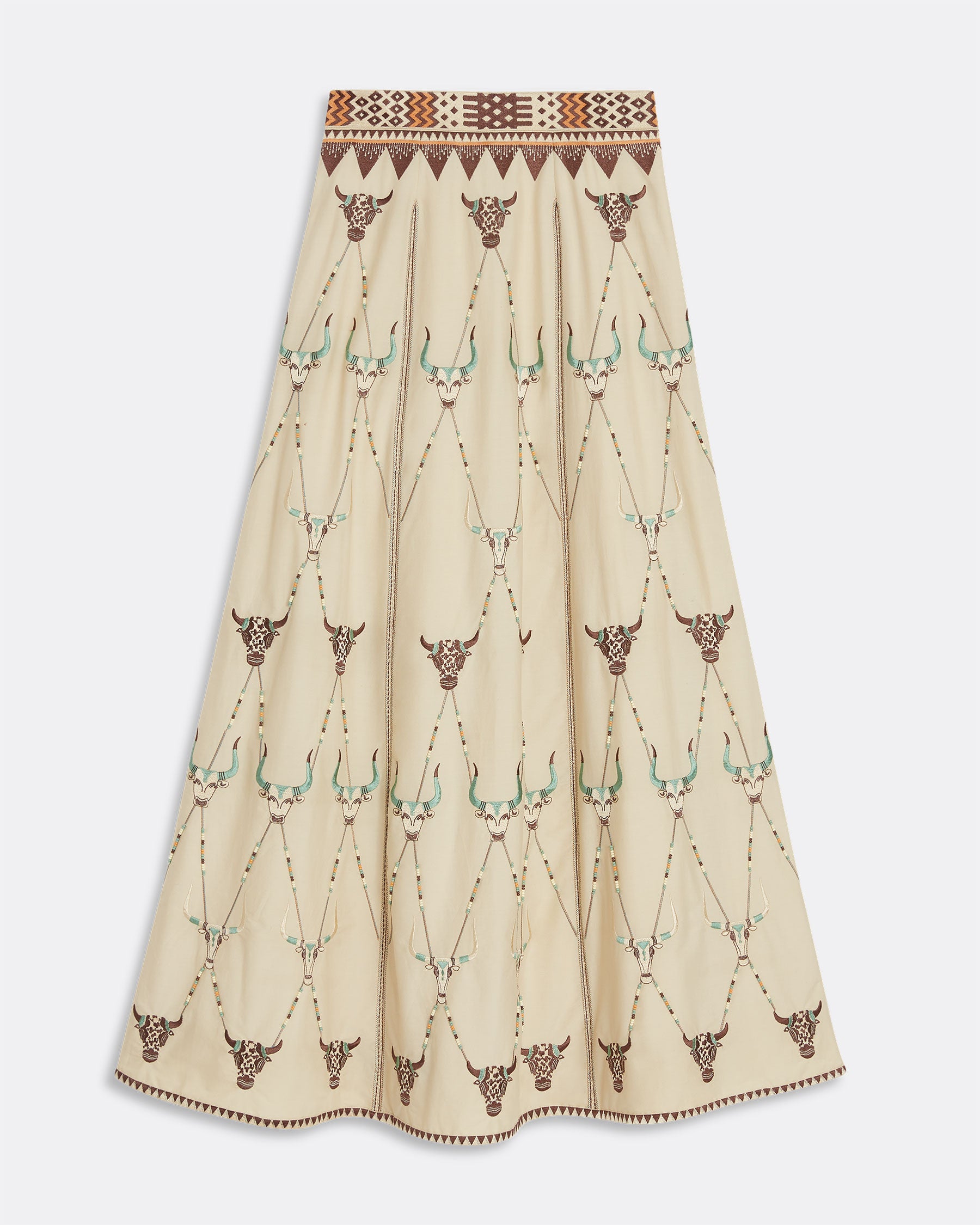 Camille Skirt with Sacred Bulls Embroidery