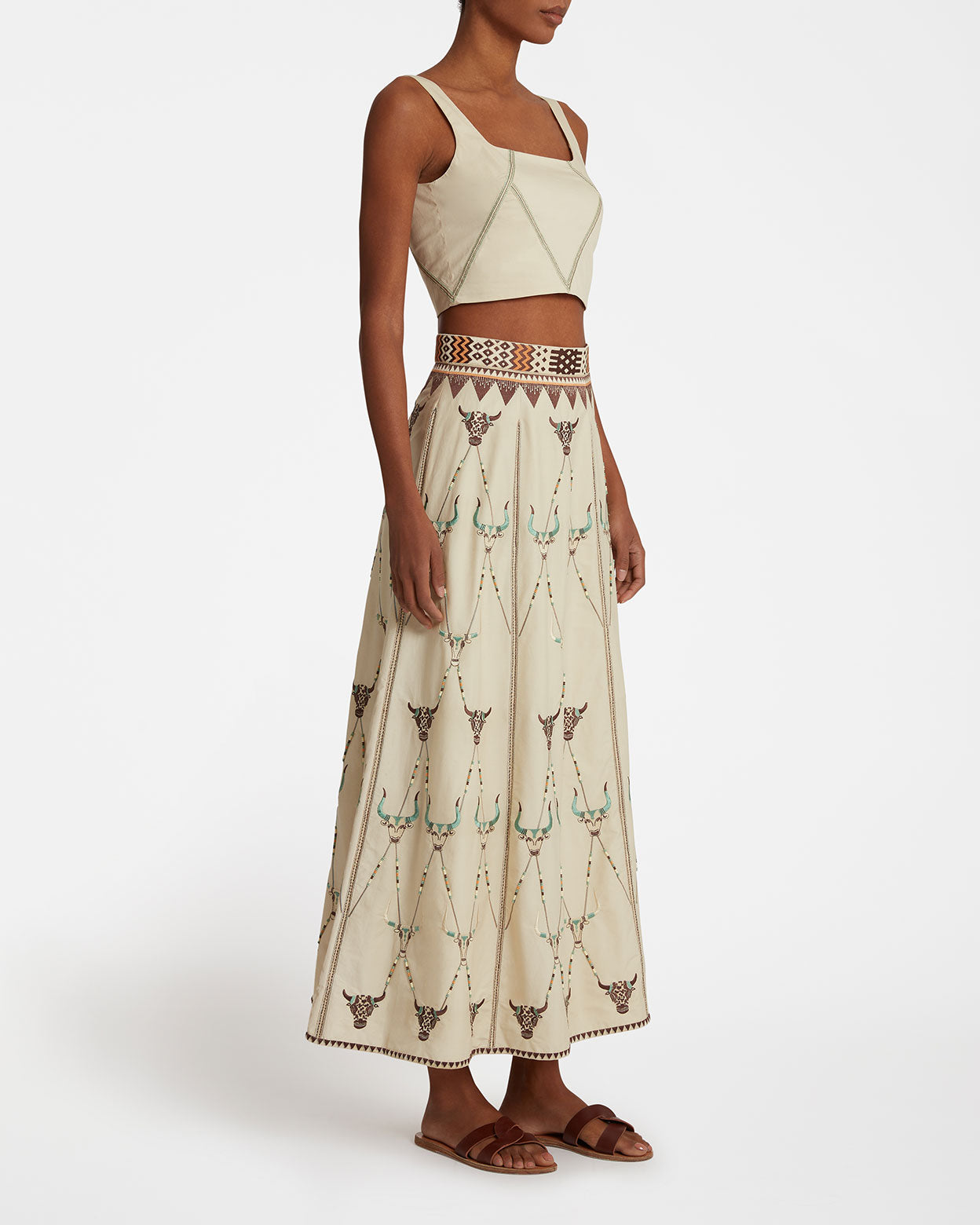 Camille Skirt with Sacred Bulls Embroidery